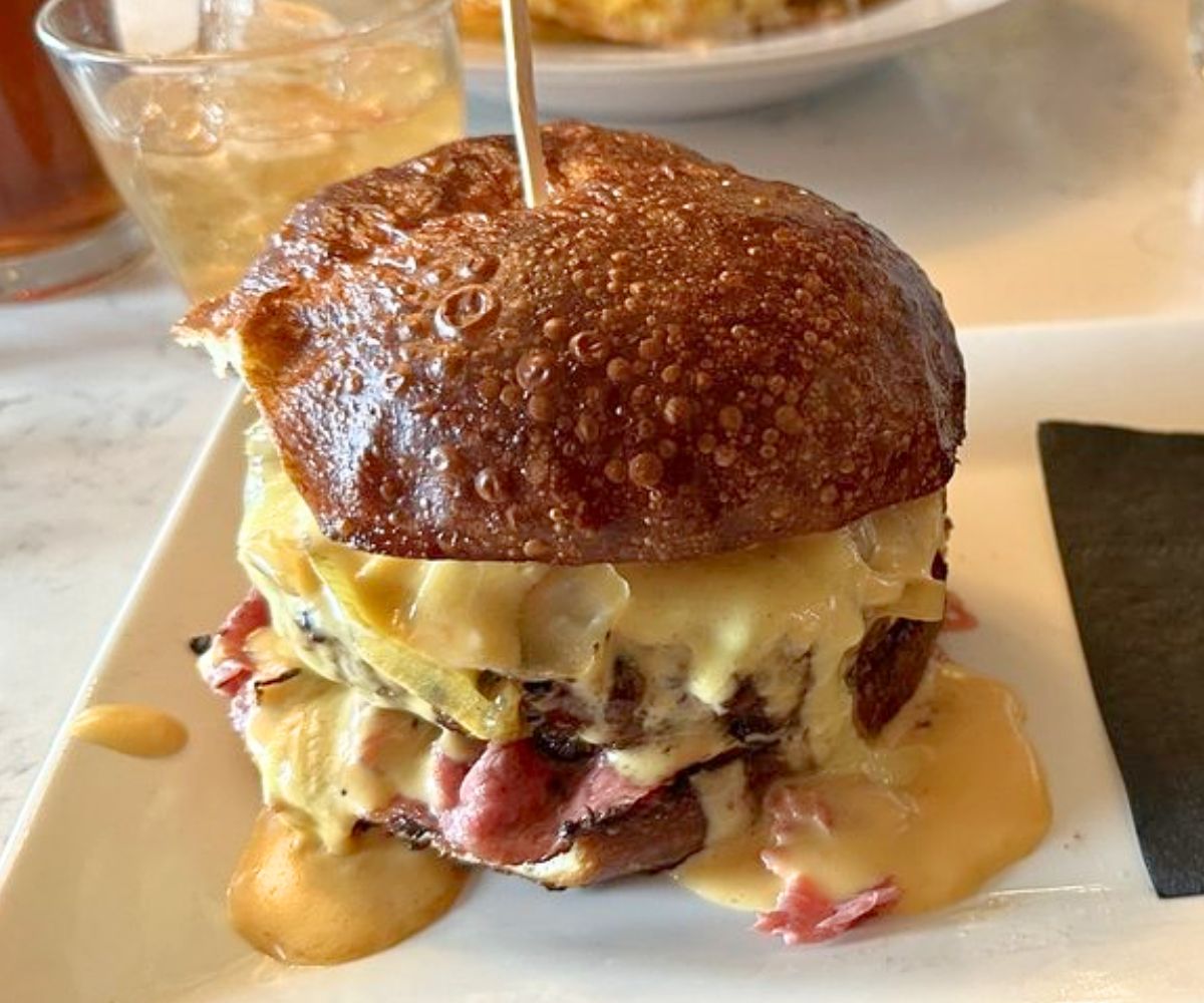 burger at Overland Restaurant & Pub in Gardnerville, Nevada