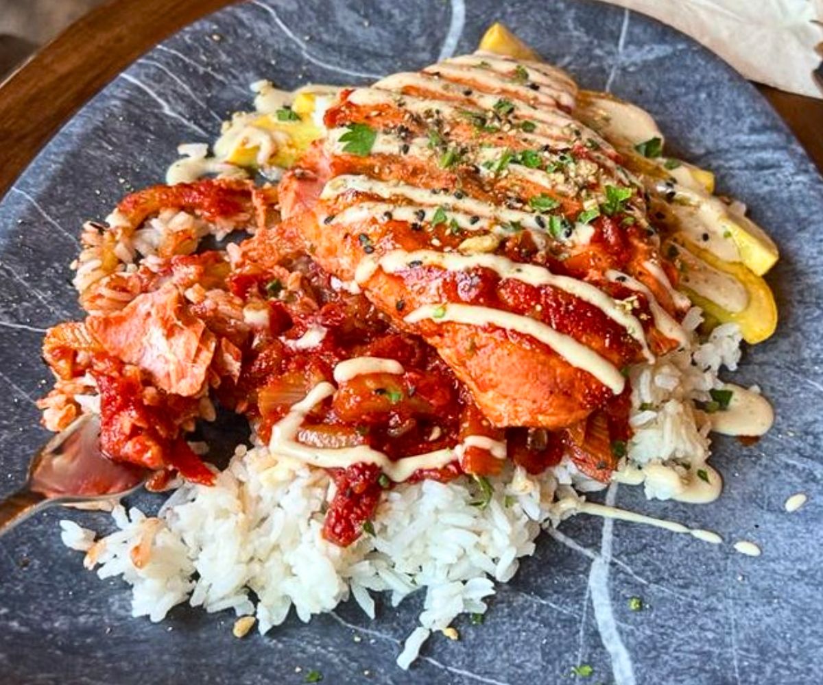 Salmon Sofrito at Tidewater Taphouse in Seward, Alaska