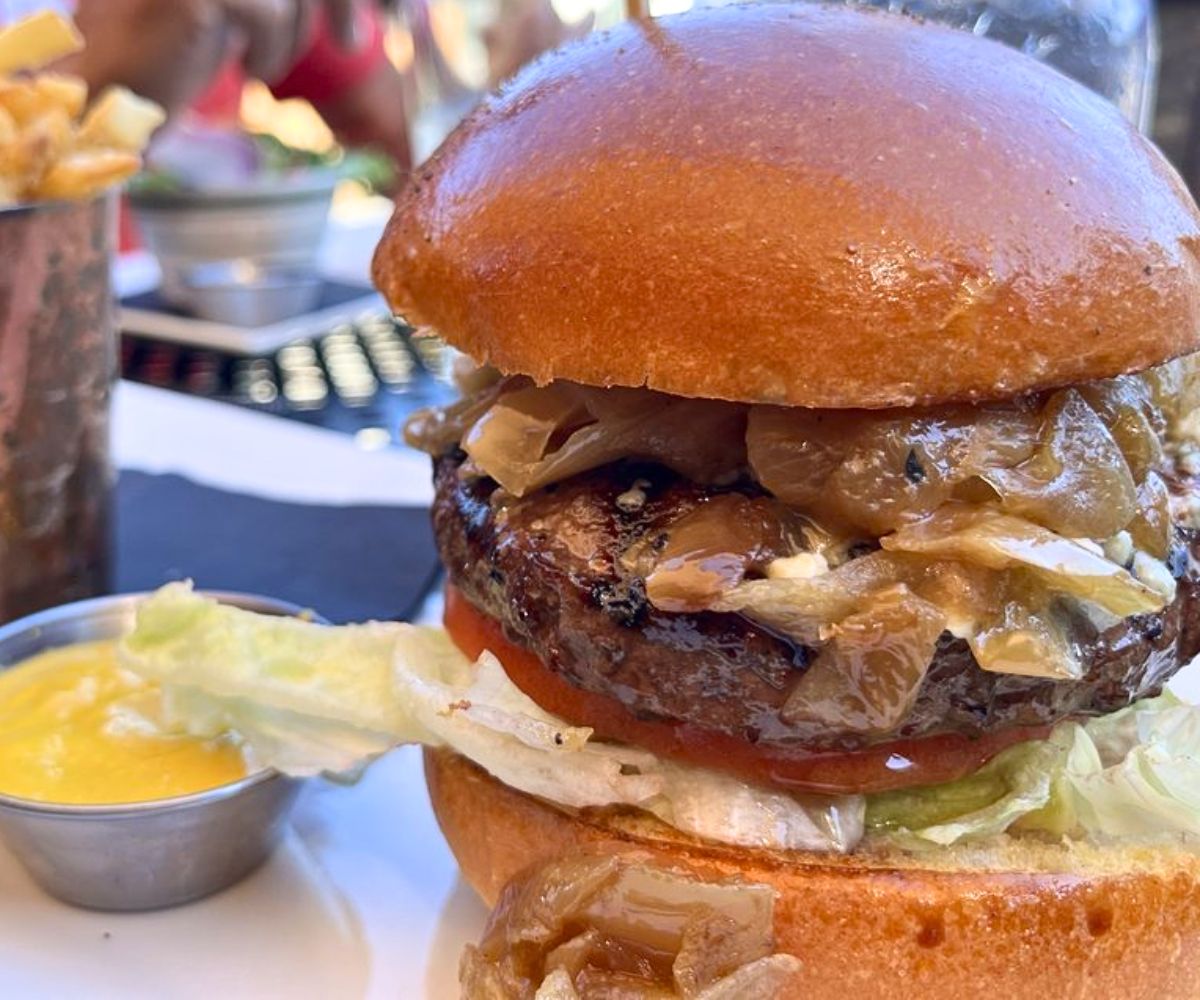 burger at Overland Restaurant & Pub in Gardnerville, NV