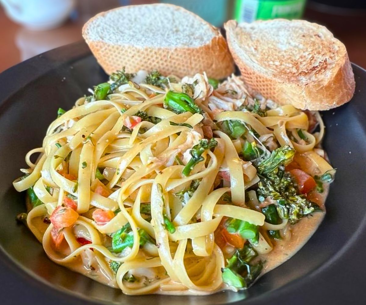 Halibut Cheek Fettuccine at Tidewater Taphouse in Seward, Alaska