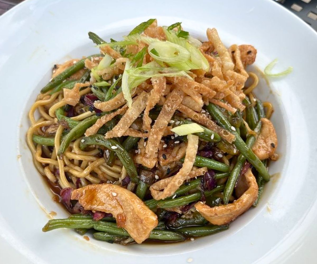 Honey Garlic Noodle Bowl at Whiskey Road Tavern & Grill in Cedar Falls, Iowa