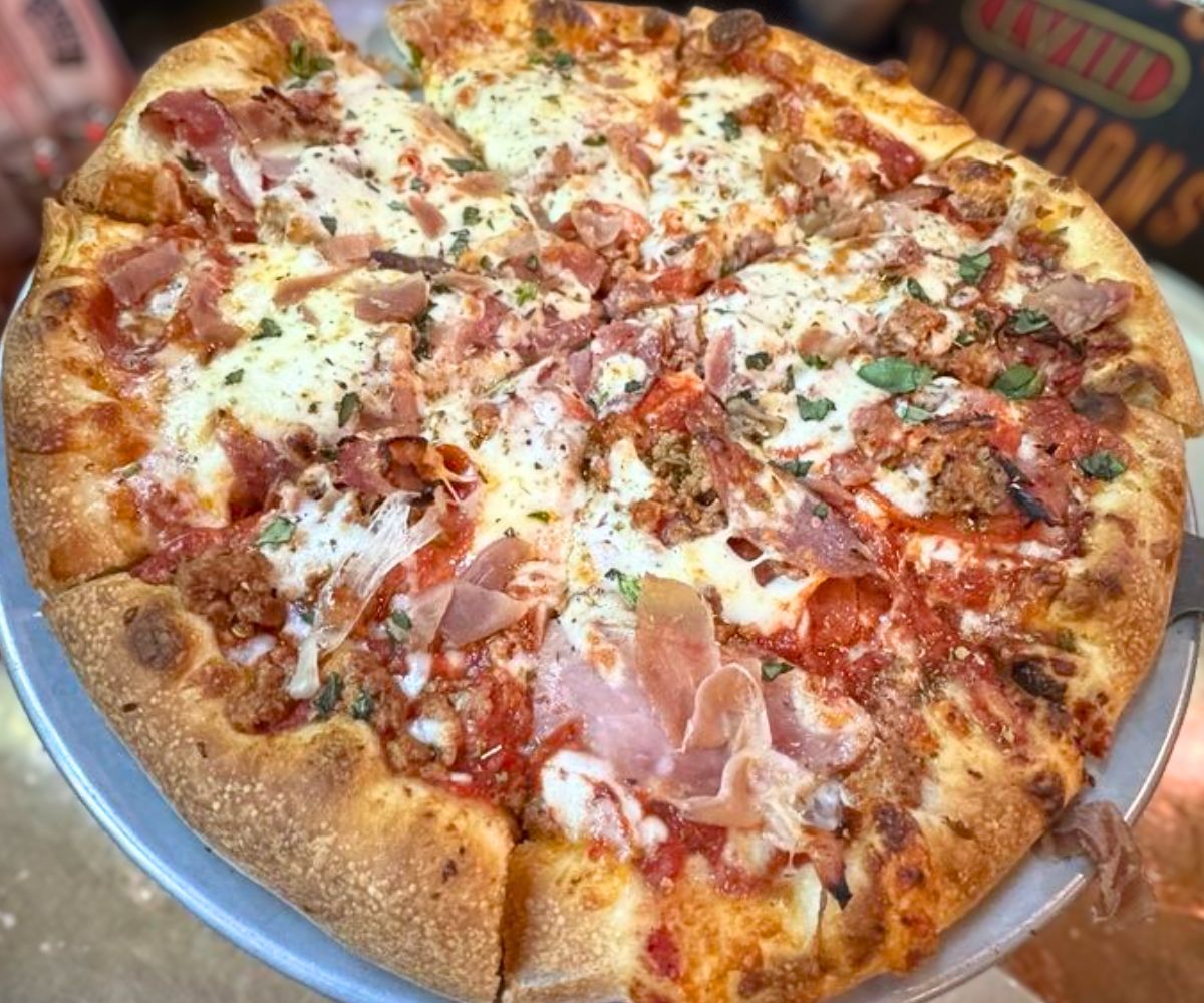 Meat-Head Pizza at SQZBX Brewery & Pizza in Hot Springs, Arkansas
