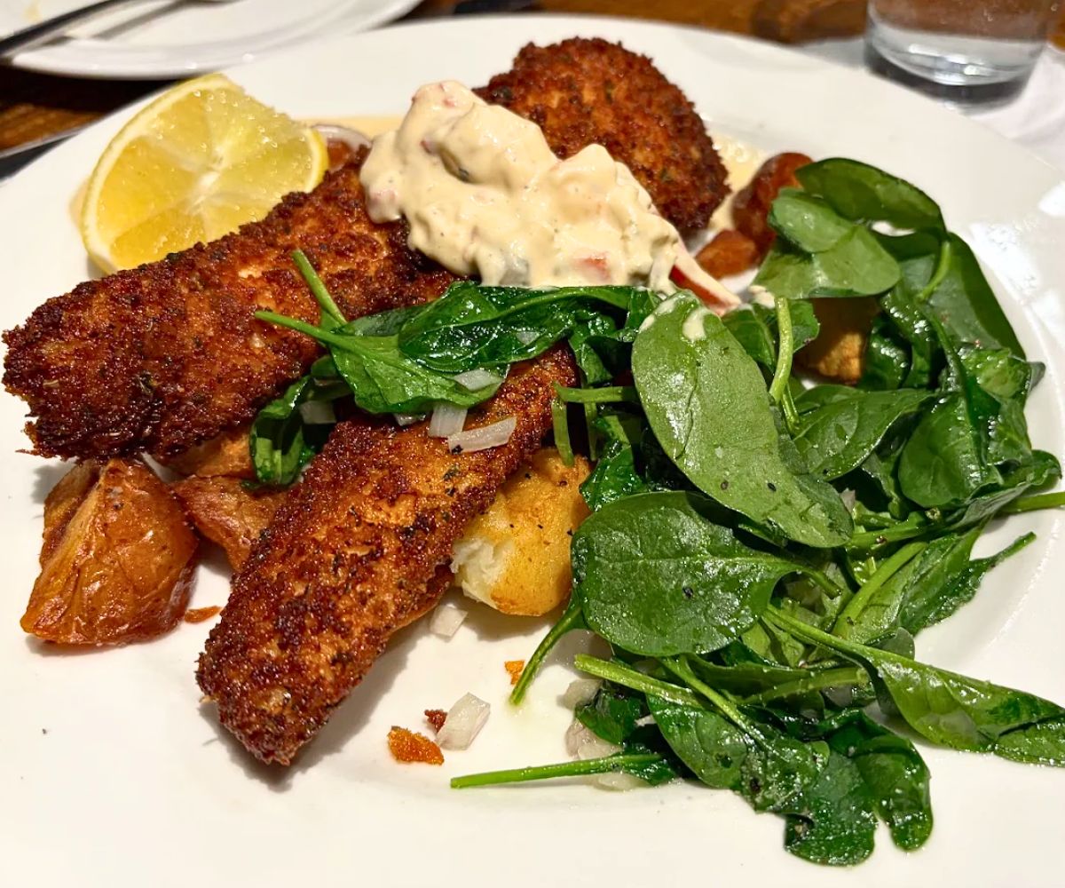 Asiago Crusted Walleye at Porter Creek Hardwood Grill in Fargo, North Dakota