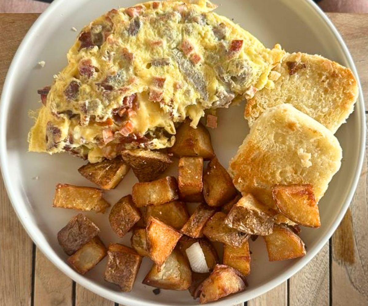 Meat Lovers Omelette at Island Kitchen in Nantucket, MA