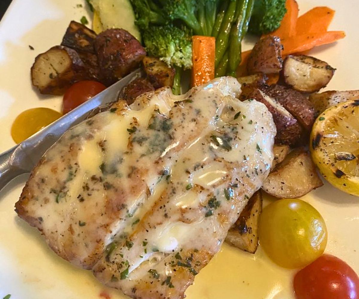 Fresh Corvina Sea Bass at Bella's Bistro in Saratoga, Wyoming