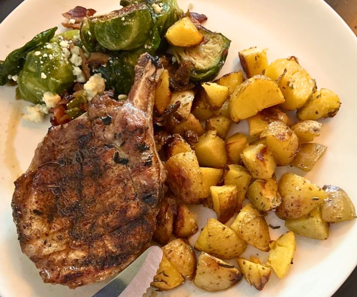 Blackened Bone-in Pork Tomahawk at Barley + Vine Kitchen & Bar in Lakeville, MN