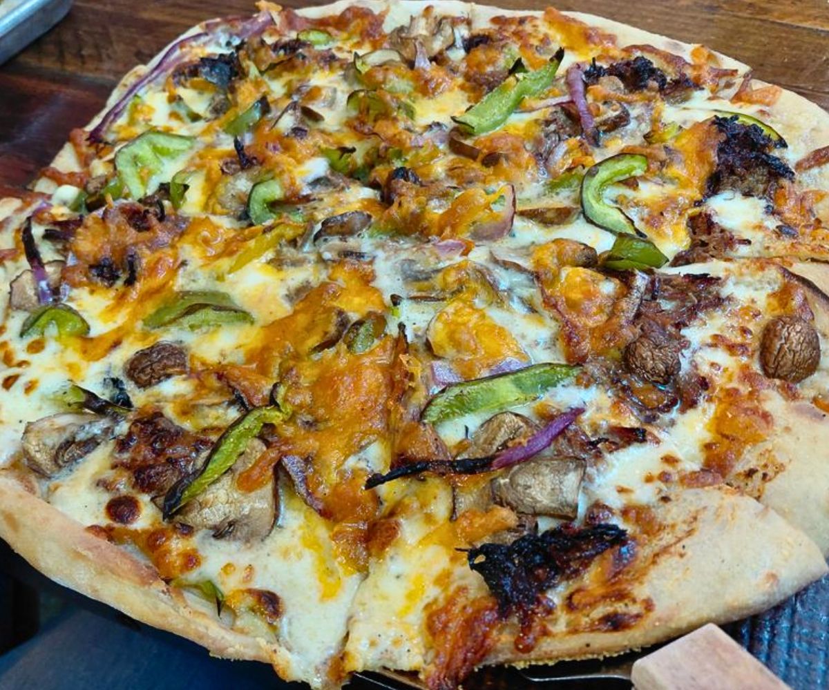 Philly Cheesesteak Pizza Hop Station Craft Bar in Mishawaka, Indiana