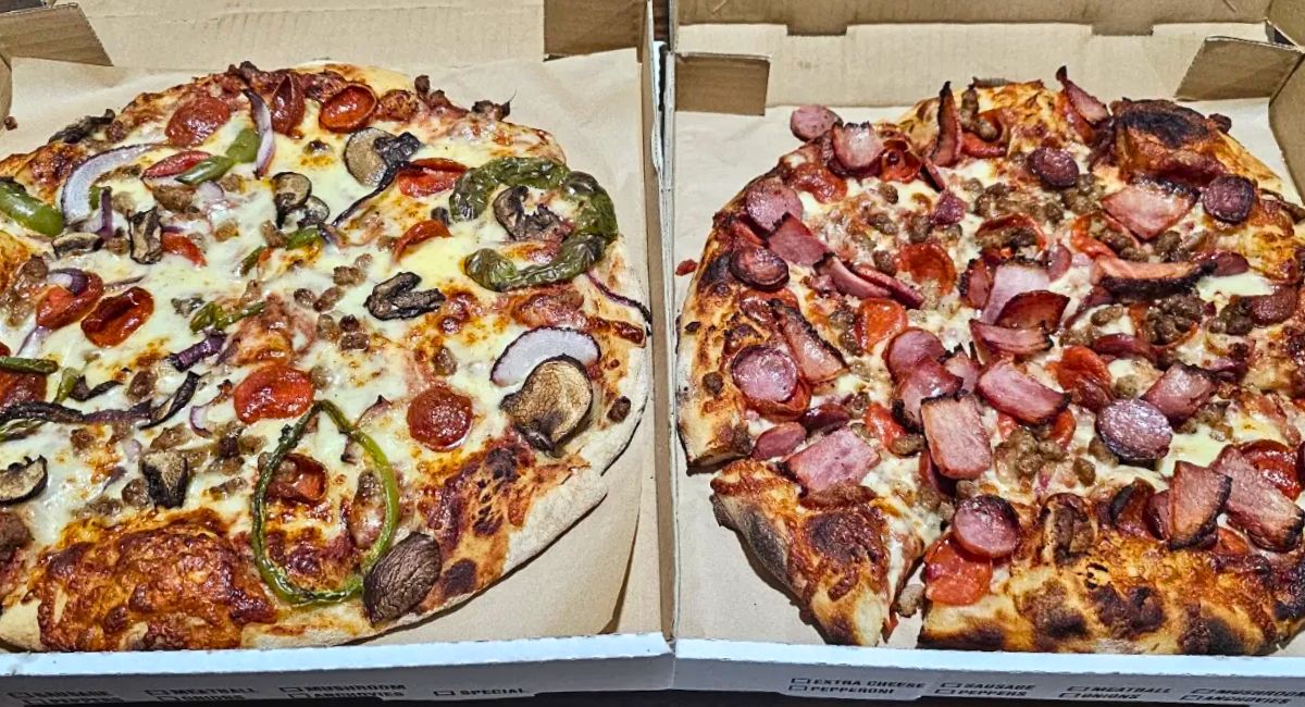 pizzas at Hop Station Craft Bar in Mishawaka, Indiana