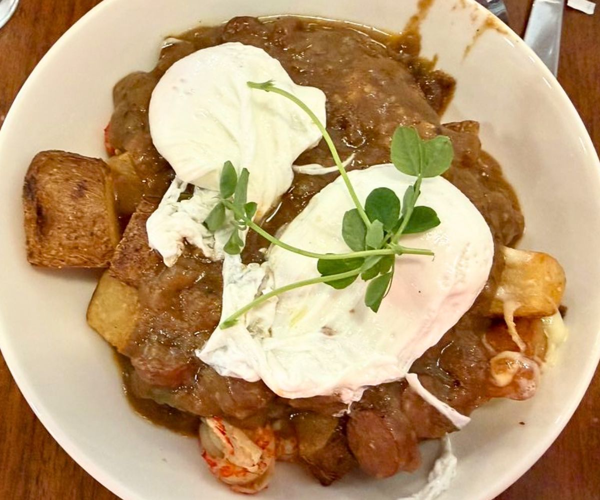 Étouffée Breakfast Poutine at The Early Bird Eatery in South Bend, Indiana