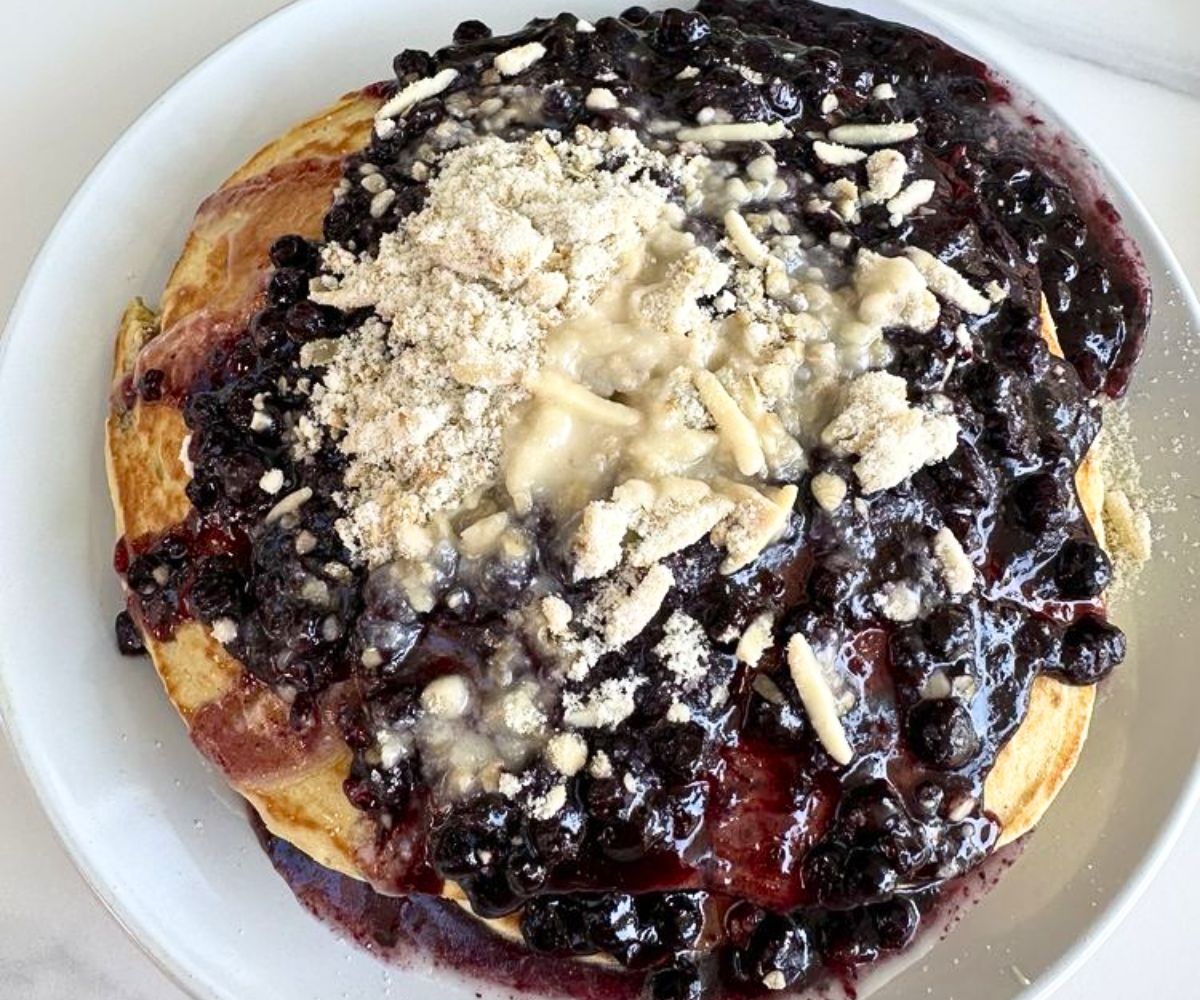 Blueberry Lemon Pancakes at The Early Bird Eatery in South Bend, Indiana