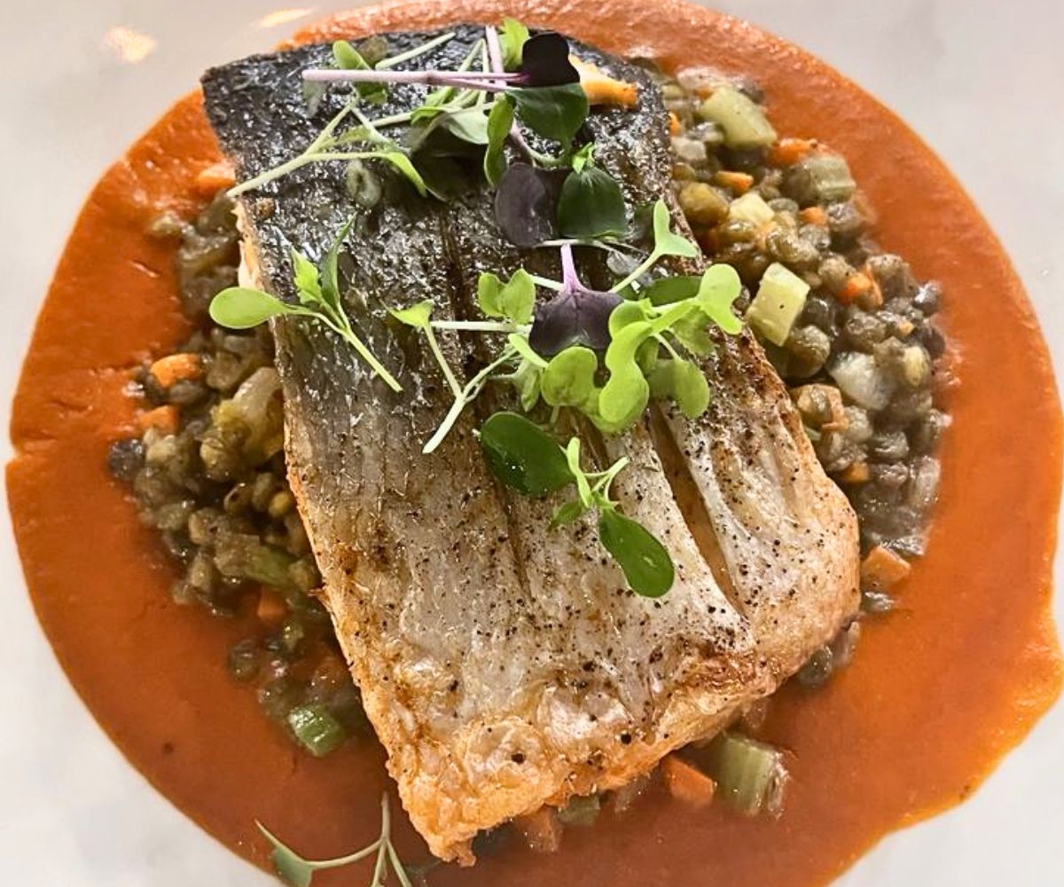 Crispy Skin Salmon at All Set Restaurant & Bar in Silver Spring, Maryland
