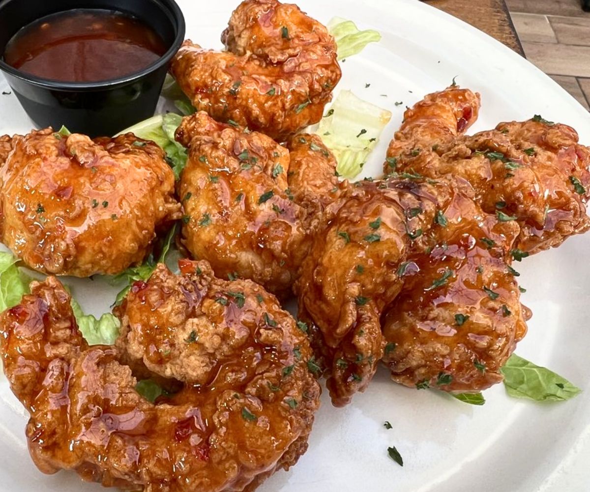 Sweet and Spicy Shrimp at Olive On Main in Laurel, MD