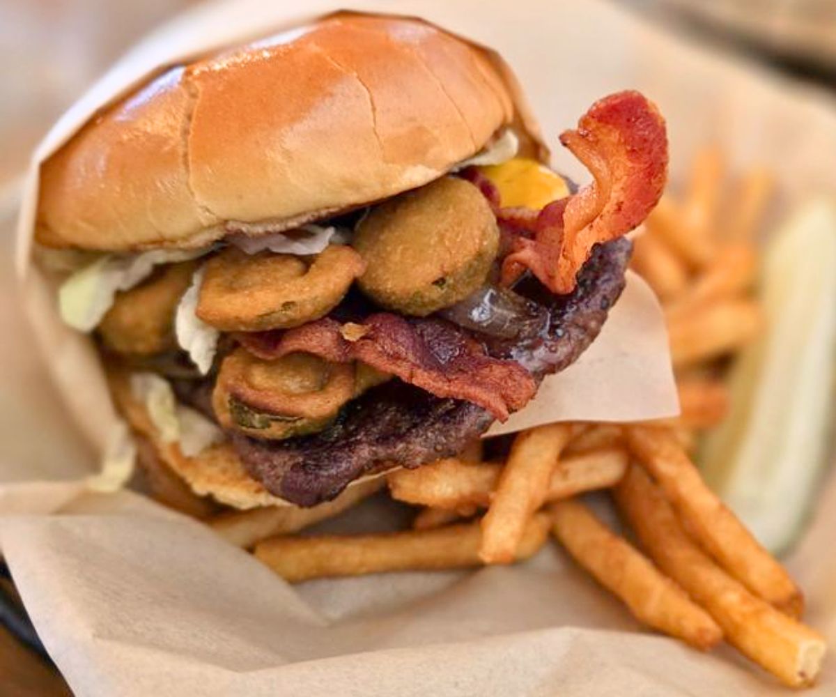 Fried Jalapenos Burger at Hall of Flame Burgers in Ruidoso, New Mexico