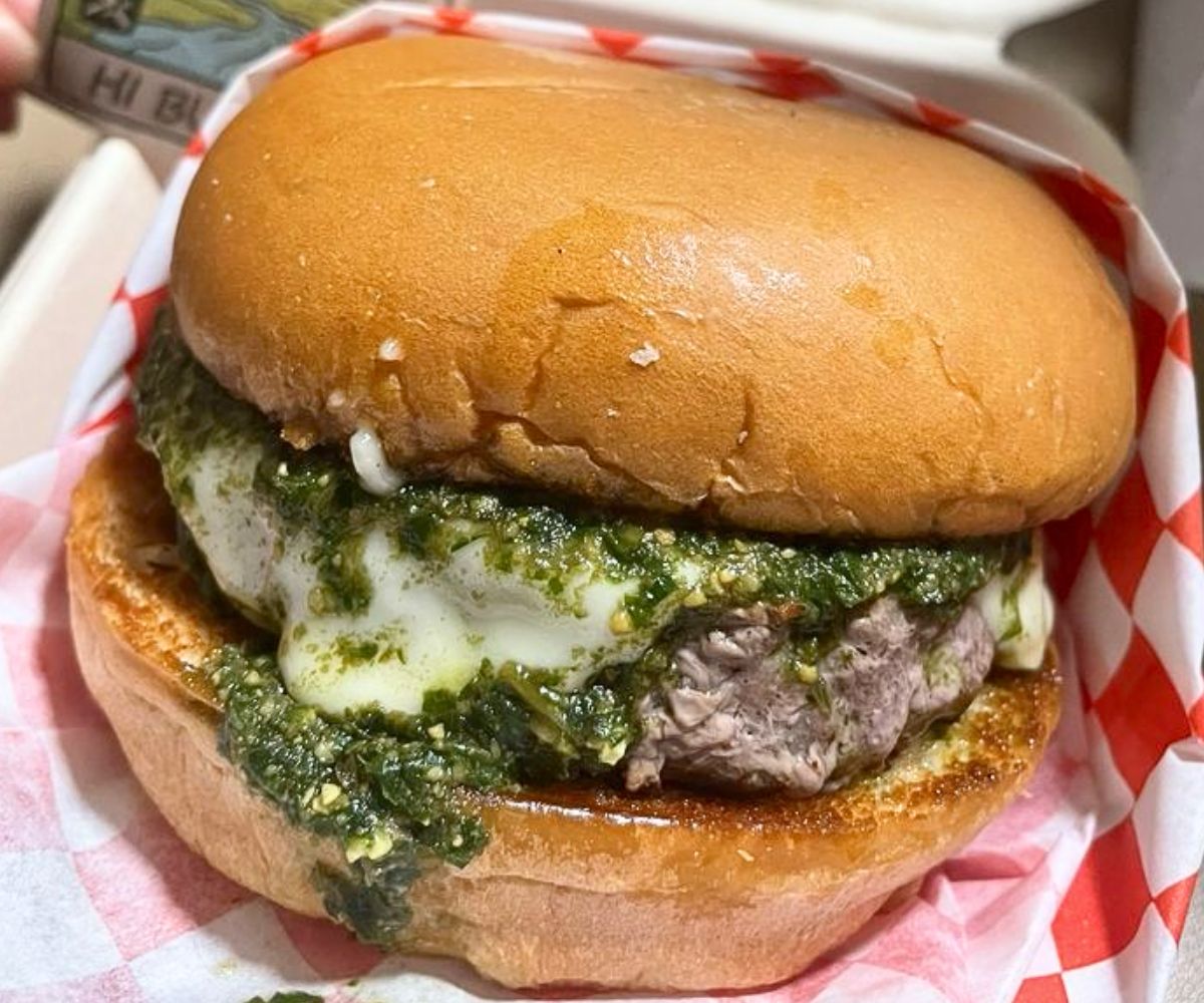 Basil Pesto Burger at HI Burger in Honolulu, Hawaii