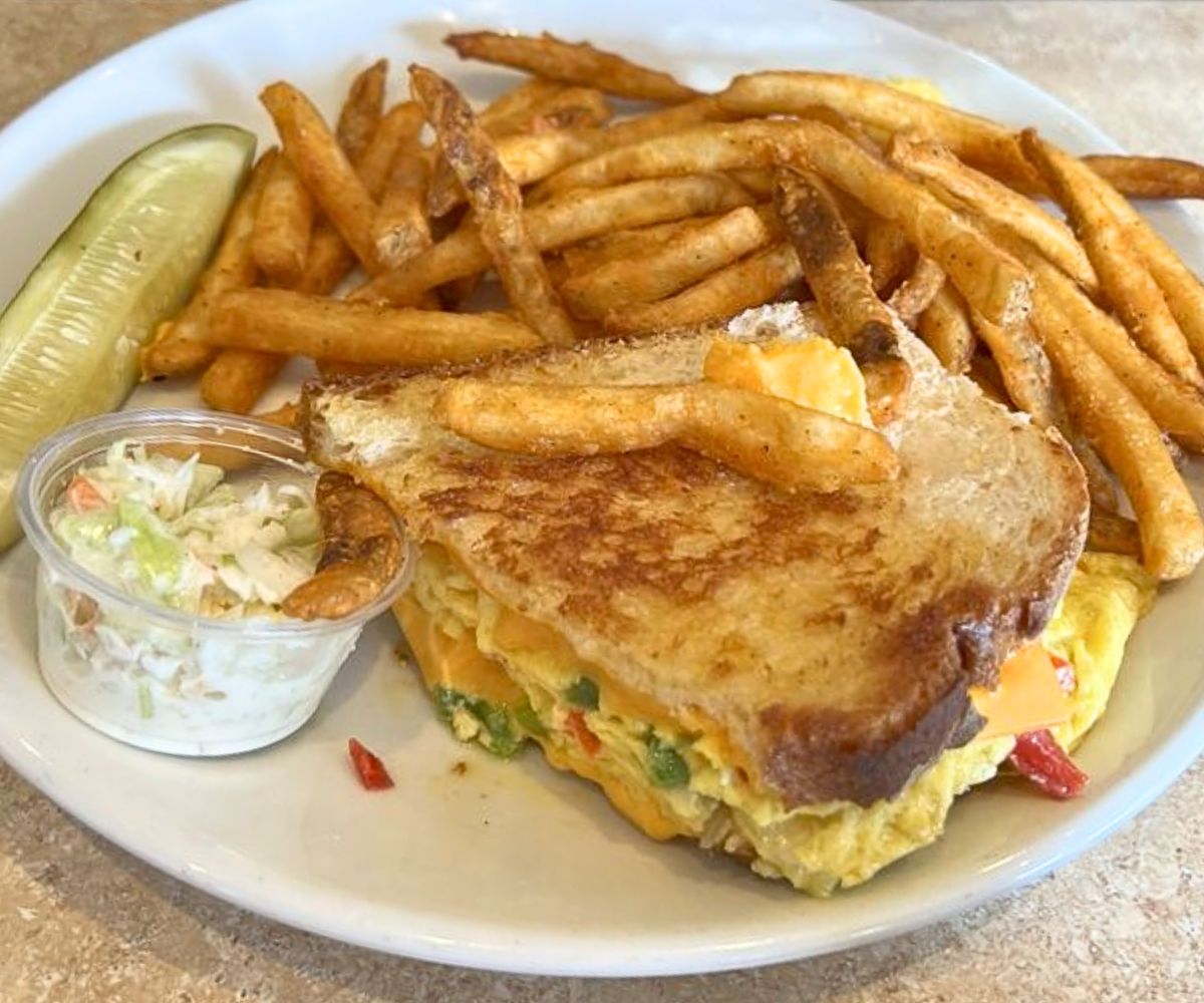 Pepper and Egg Grilled Cheese at Cafe 14 in Palatine, Illinois