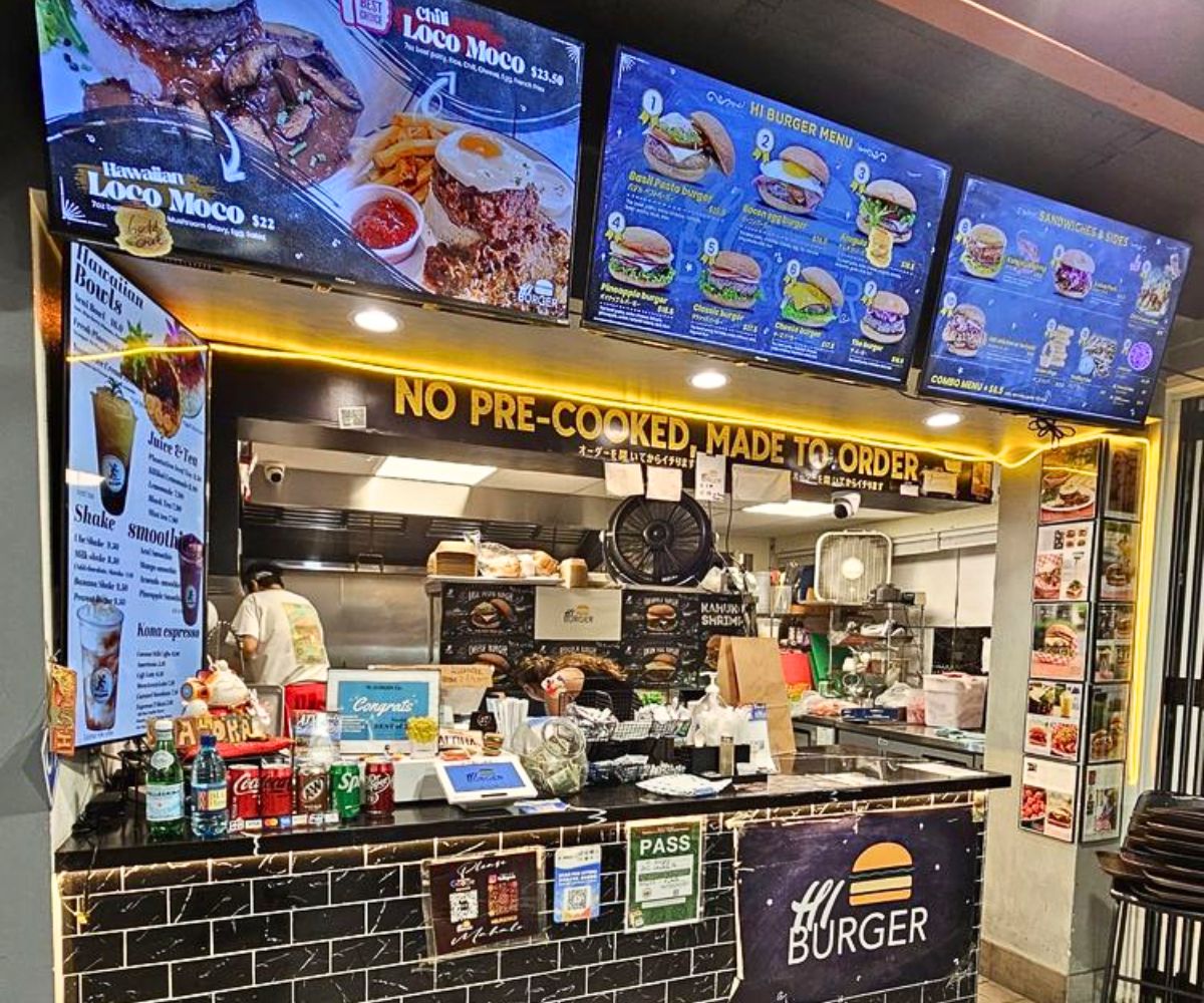 counter of HI Burger in Honolulu, Hawaii