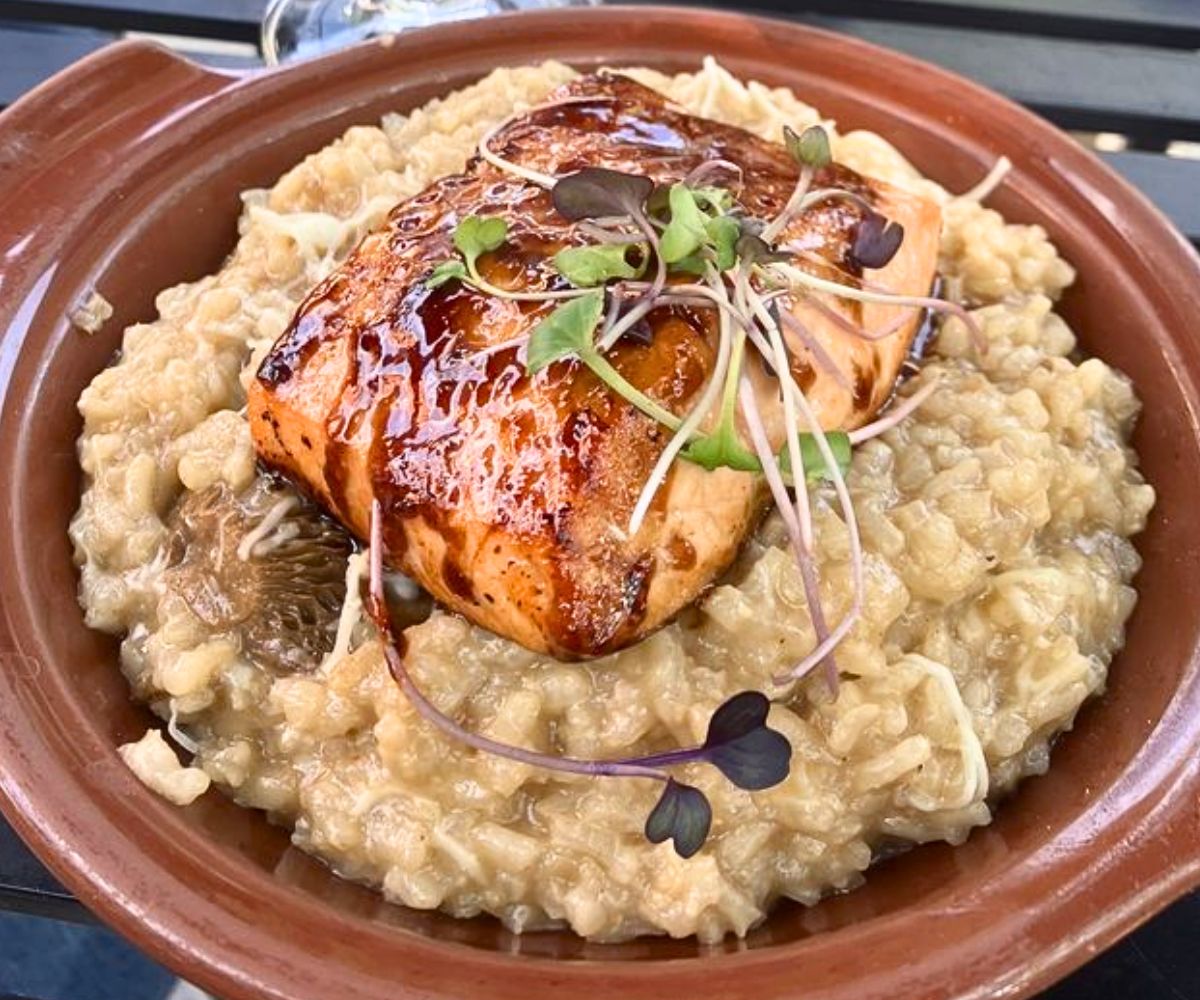 Cedar Plank Salmon over Risotto at Parkside 23 in Brookfield, Wisconsin