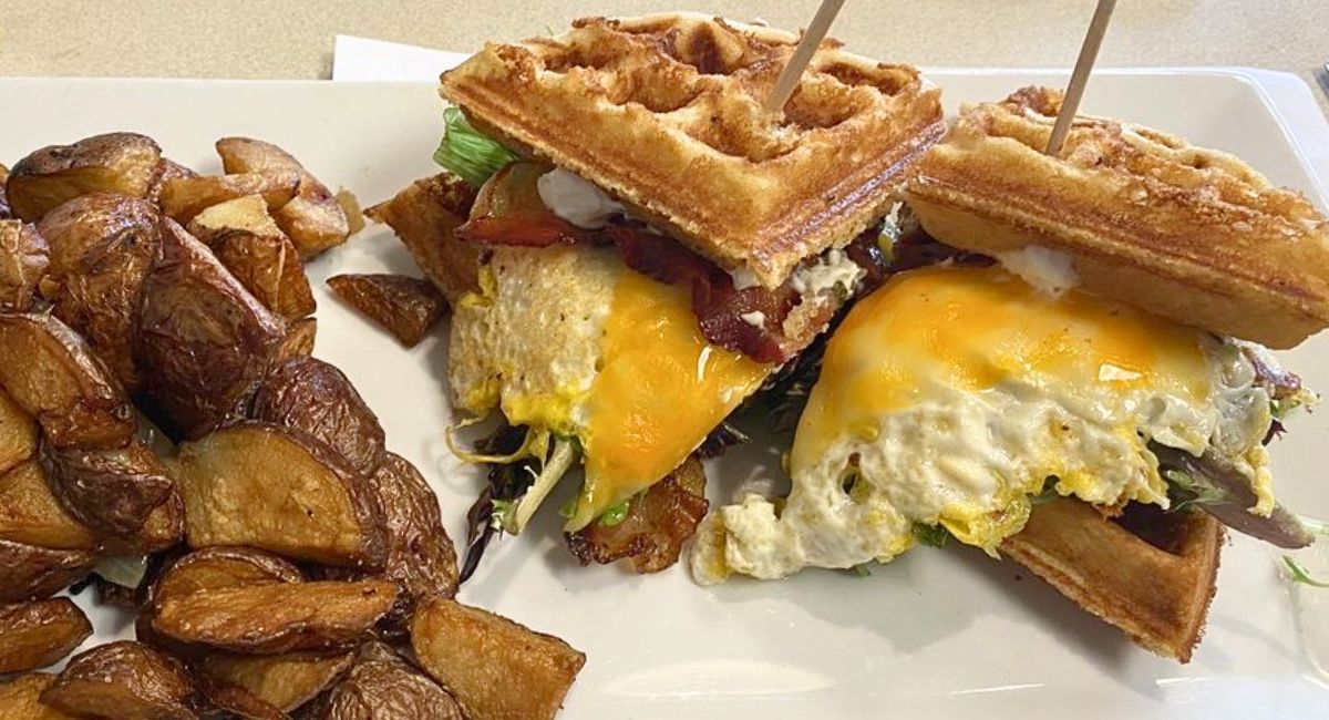 Waffle Breakfast Sandwich at at Noble Restaurant in Wyoming, MI