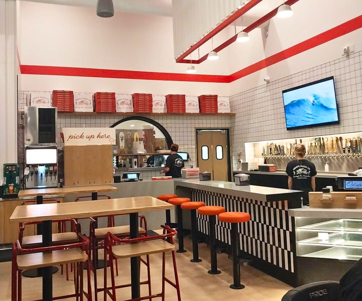 interior of Odie's Pizza in Oceanside, CA