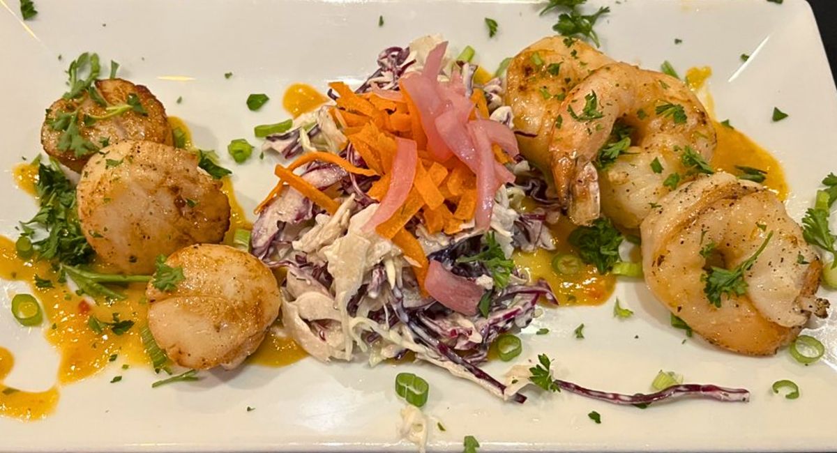 Seared Scallops & Shrimp at Fat Olives Restaurant in Homer, Alaska
