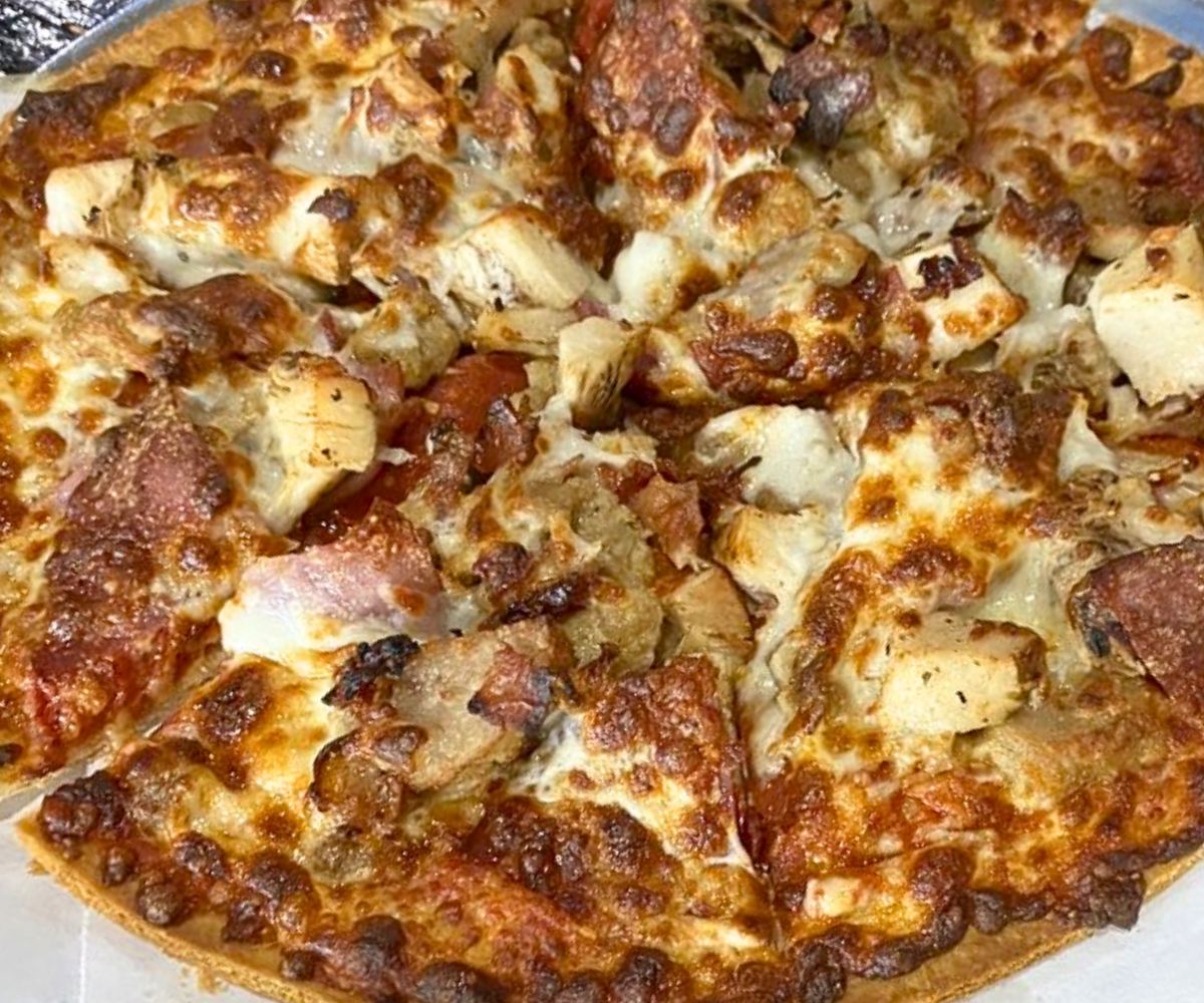 The Ultimeat Pizza at Dan's Pizza in Webster, Texas