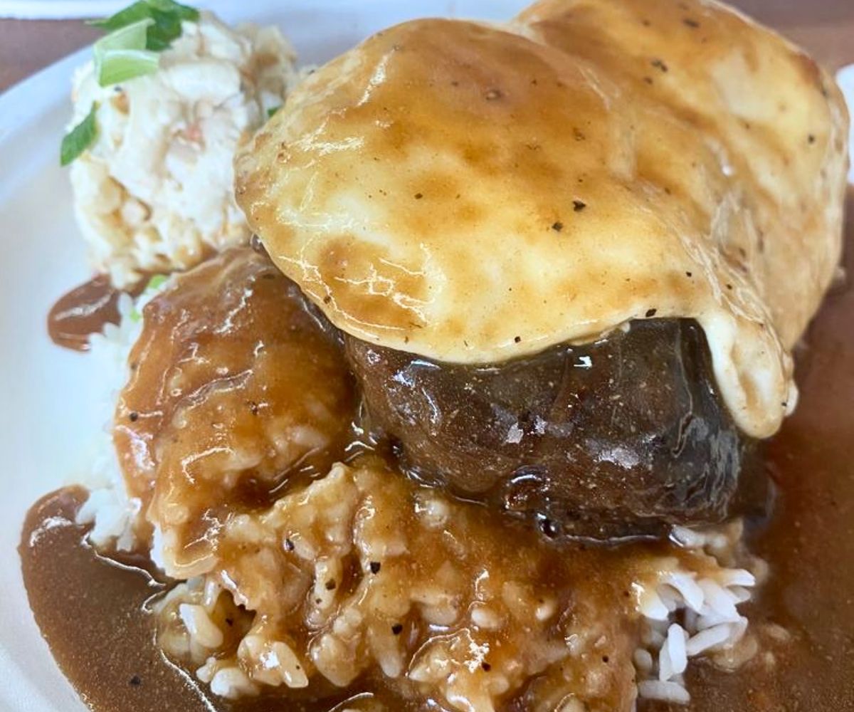 Braised Short Rib Loco Moco at Button Up Cafe in Pearl City, HI