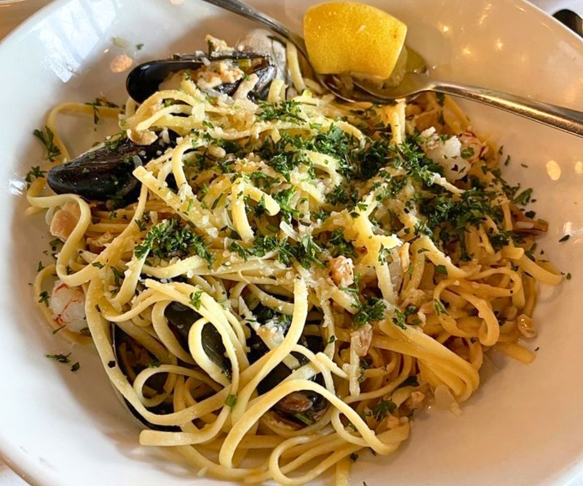 seafood pasta at Georges French Bistro in Wichita, KS