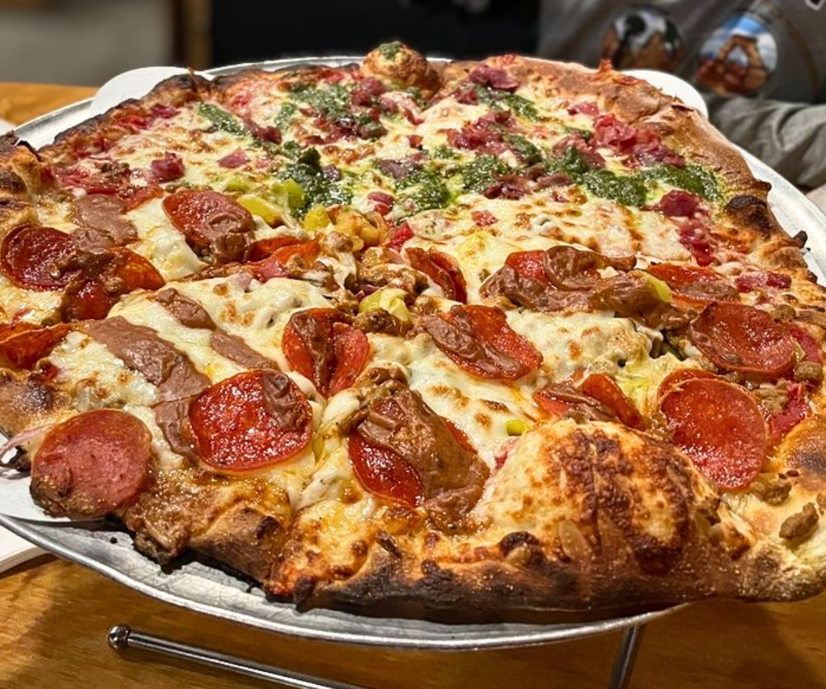 half and half pizza at Mountain State Brewing in Morgantown, WV