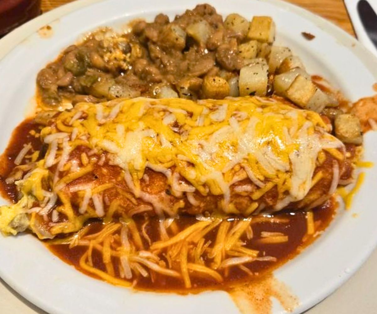 Breakfast Enchilada at Loula's Cafe in Whitefish, Montana