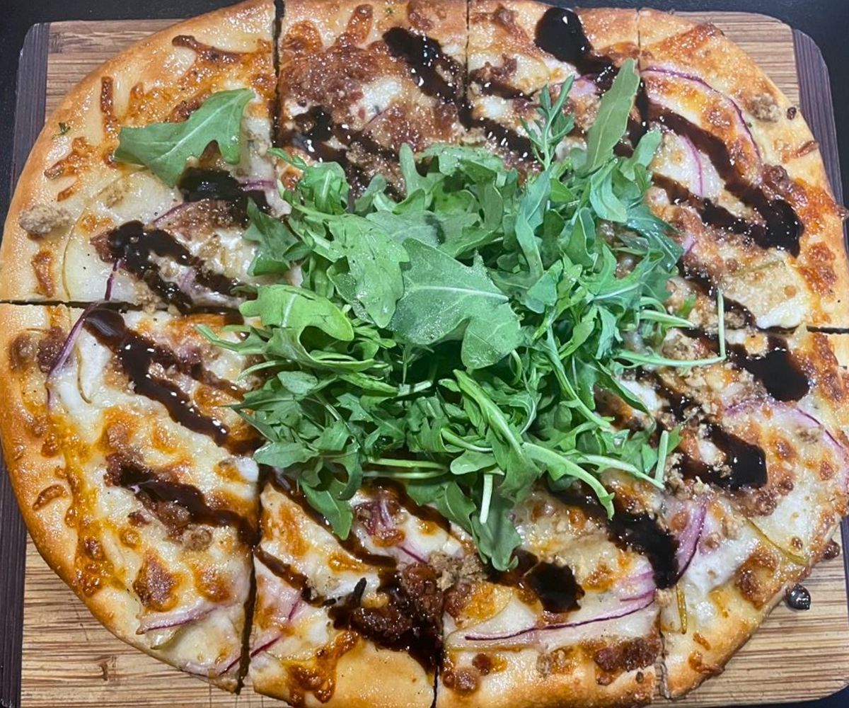 Pear Gorgonzola Pizza at The Brick Oven Bistro in Sandusky, OH