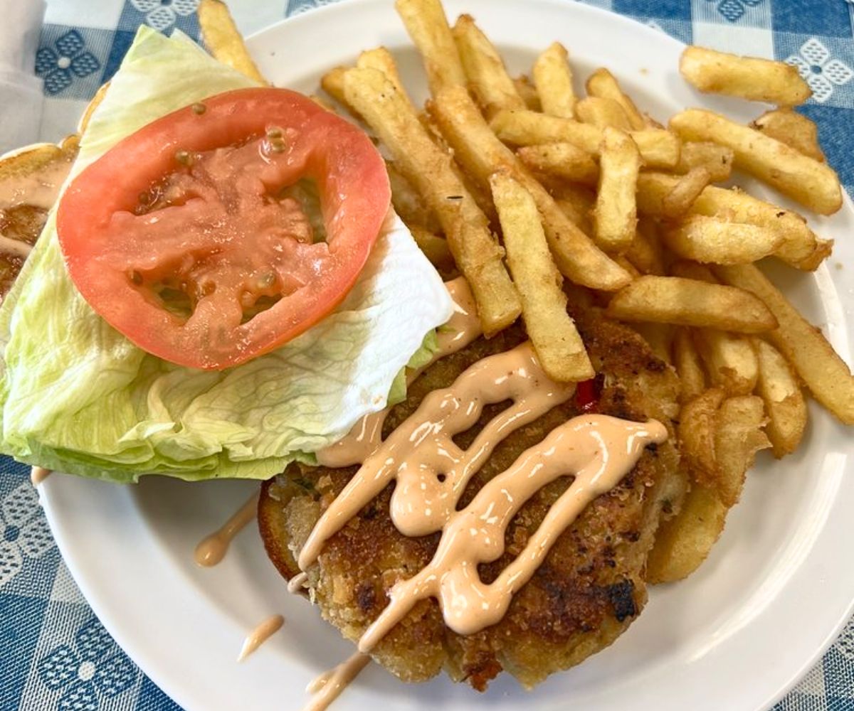 Crab Cake Sandwich at Julia Belle's in Florence, South Carolina