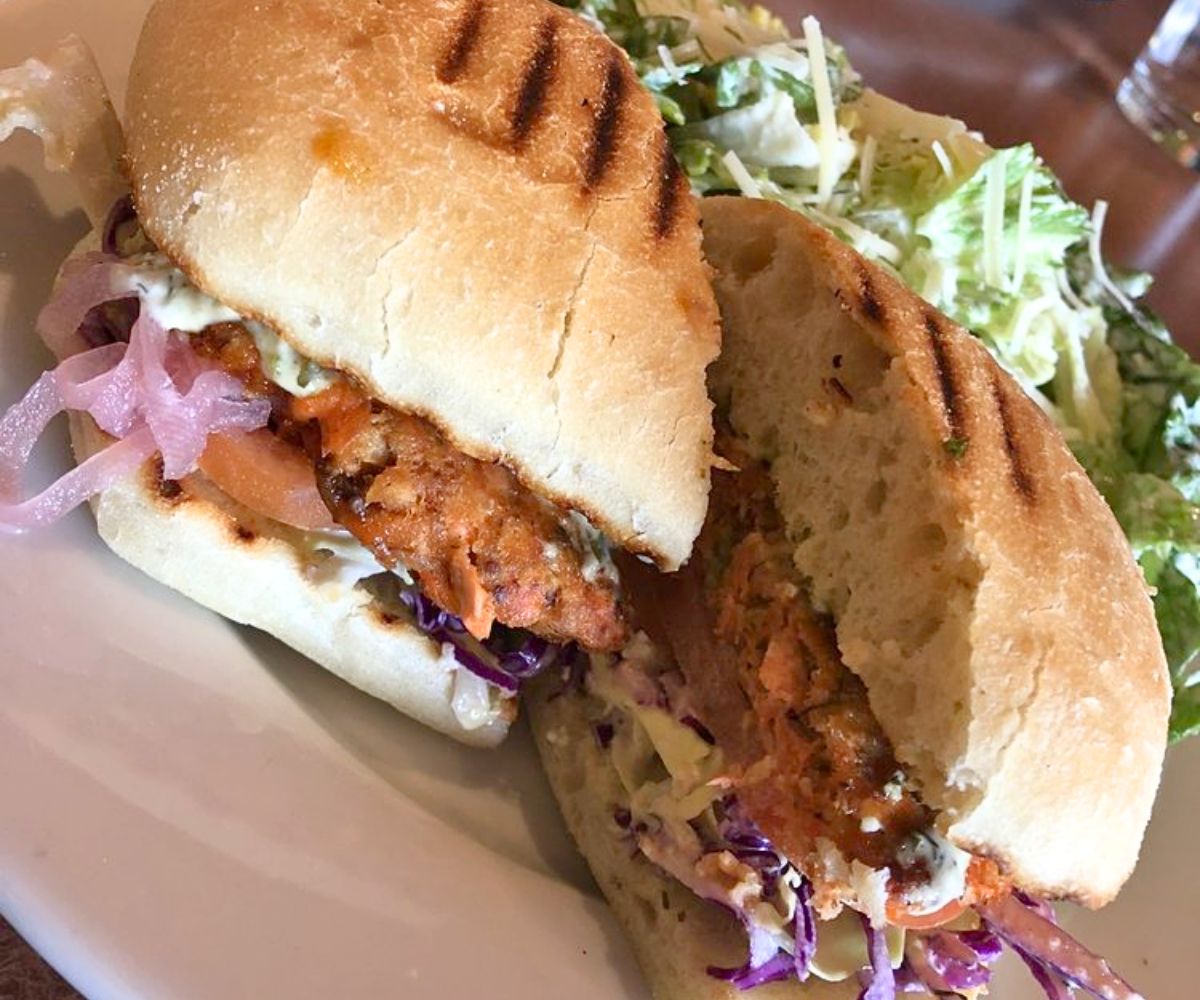 Salmon Burger at Fat Olives Restaurant in Homer, Alaska