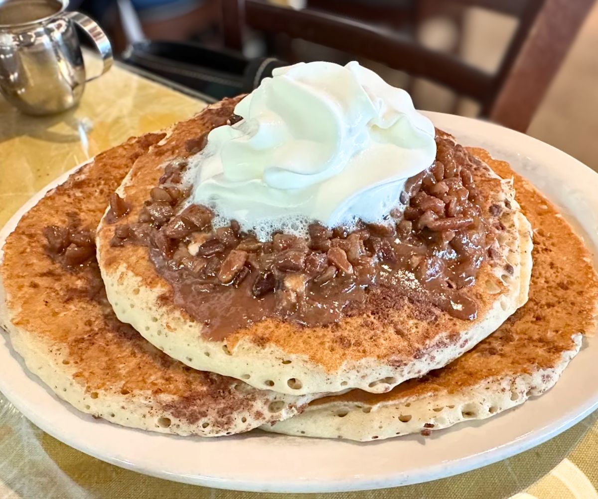 Cinnamon Roll Pancakes at The Cooked Goose in Westerly, Rhode Island