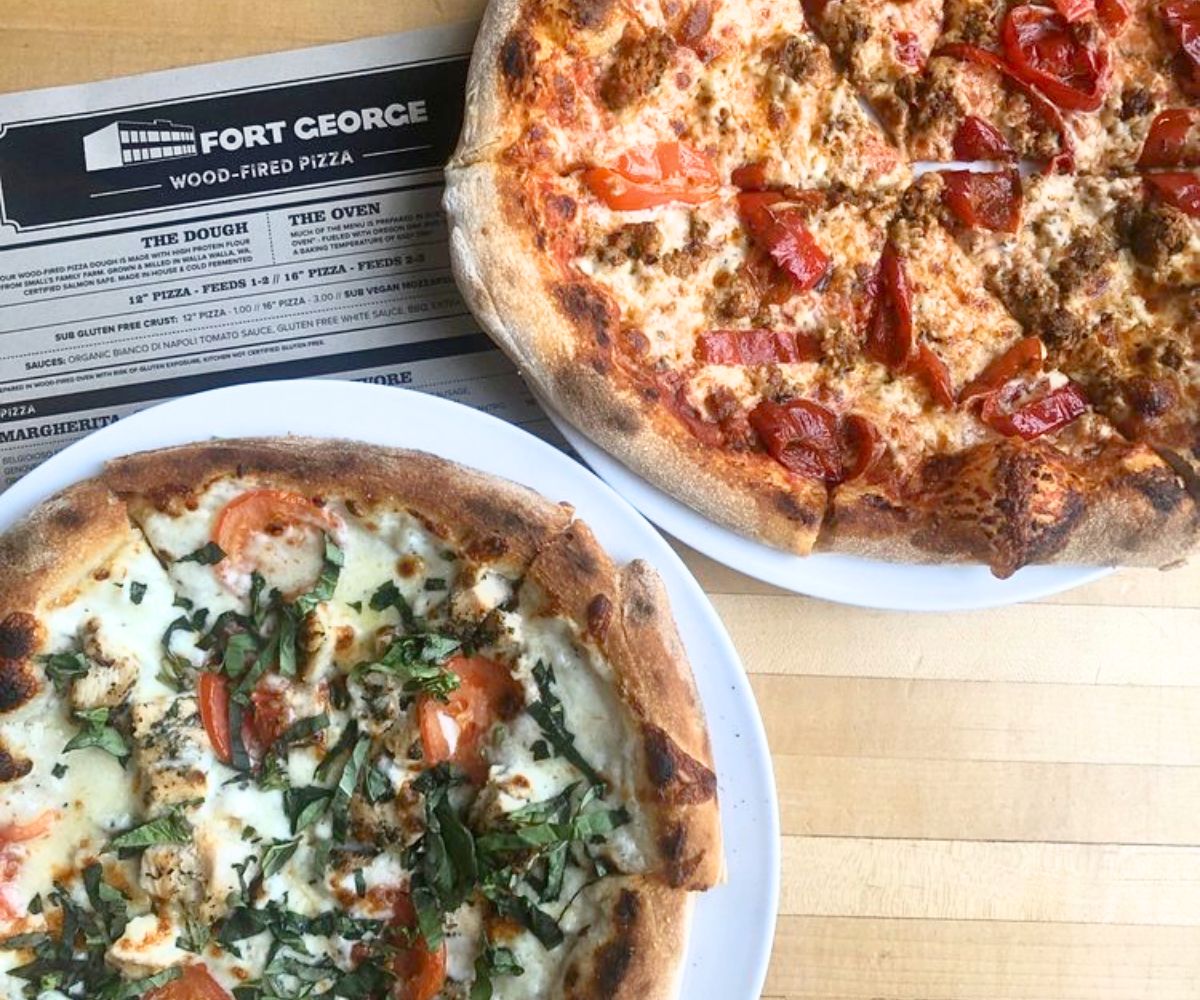 pizzas at Fort George Brewery + Public House in Astoria, OR