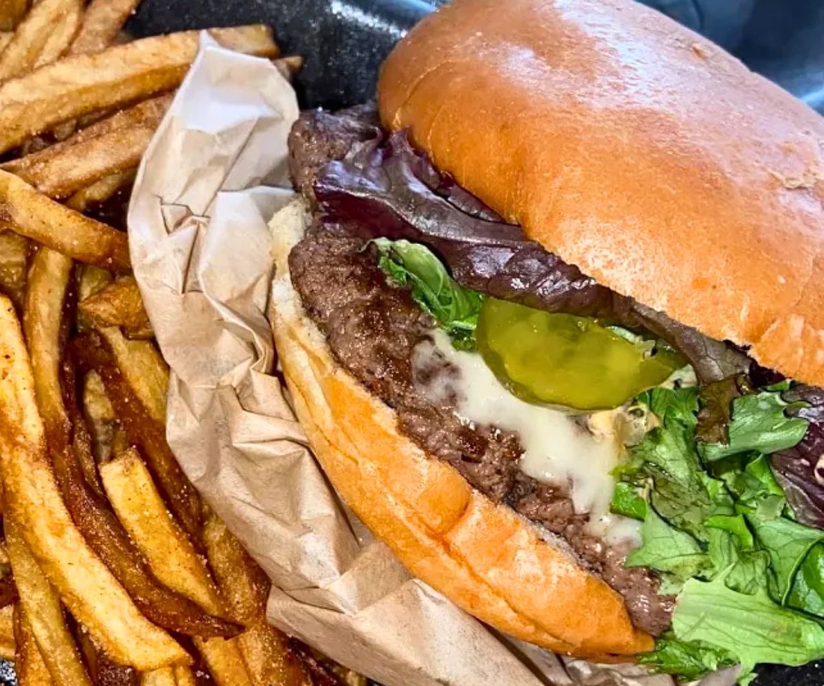 King of the Hunt Burger at Ocmulgee Brewpub in Macon, GA