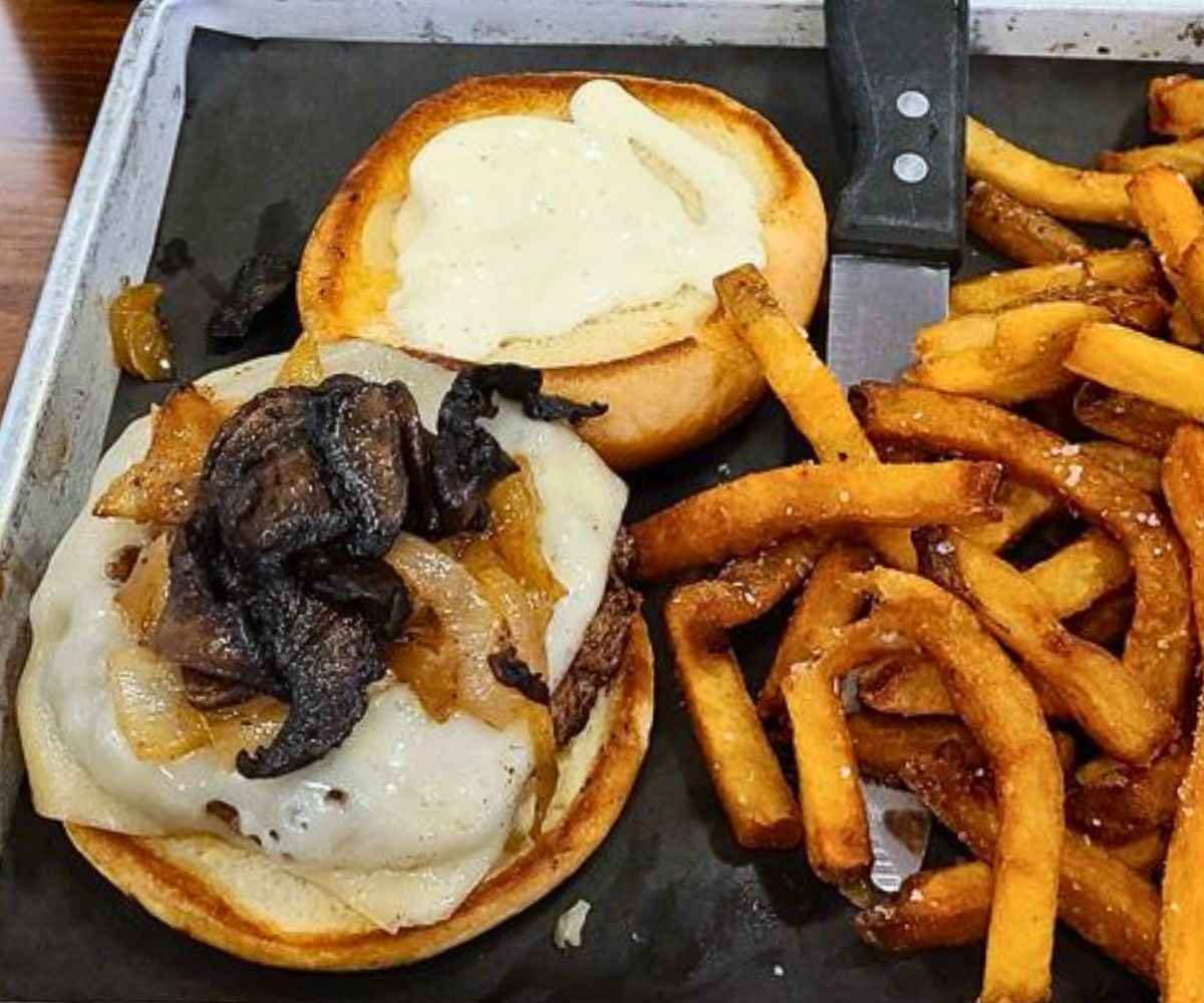 Forest Floor Burger at Ocmulgee Brewpub in Macon, Georgia