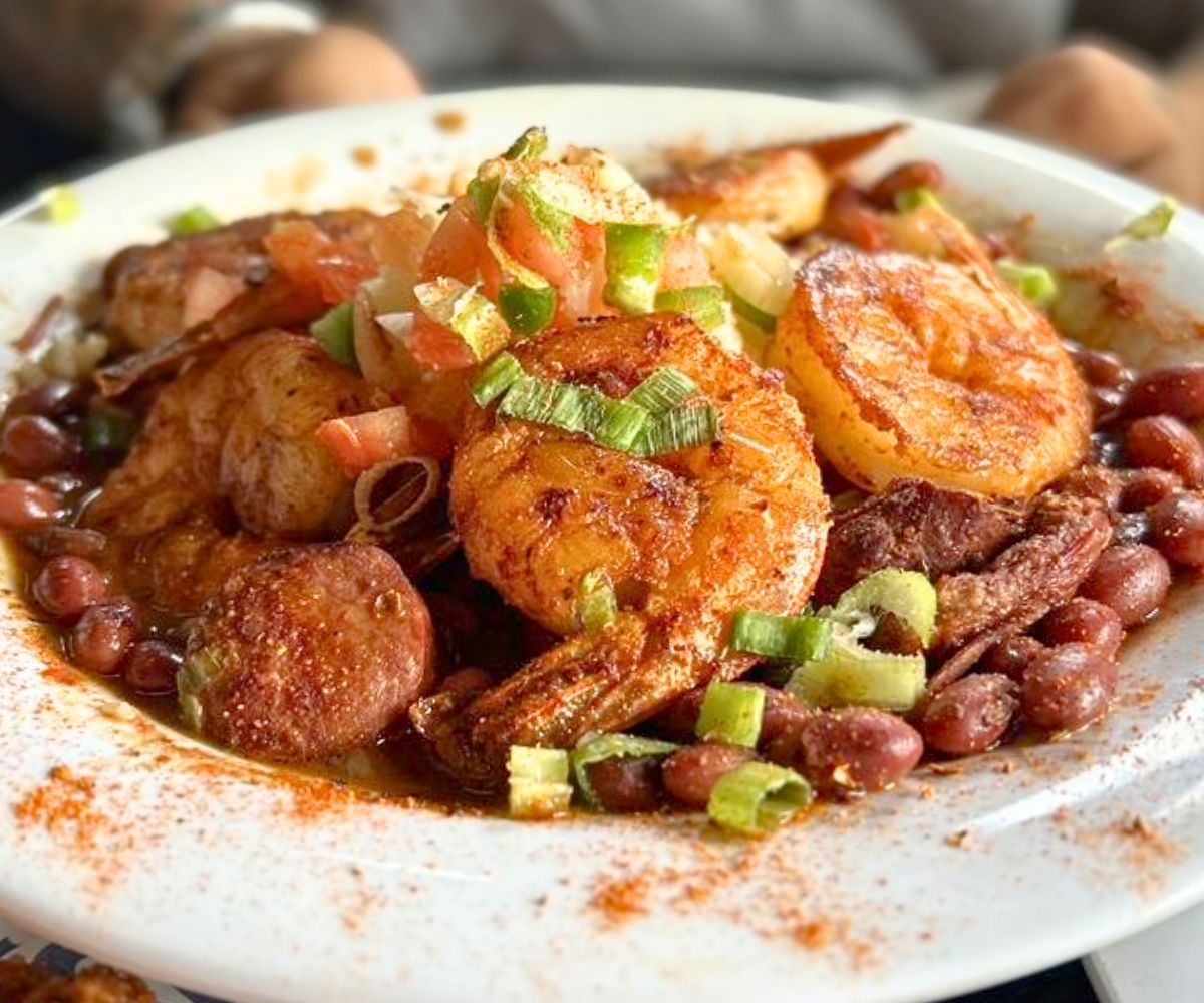 Red beans and rice with shrimp at Nexus Brewery and Restaurant in Albuquerque, New Mexico