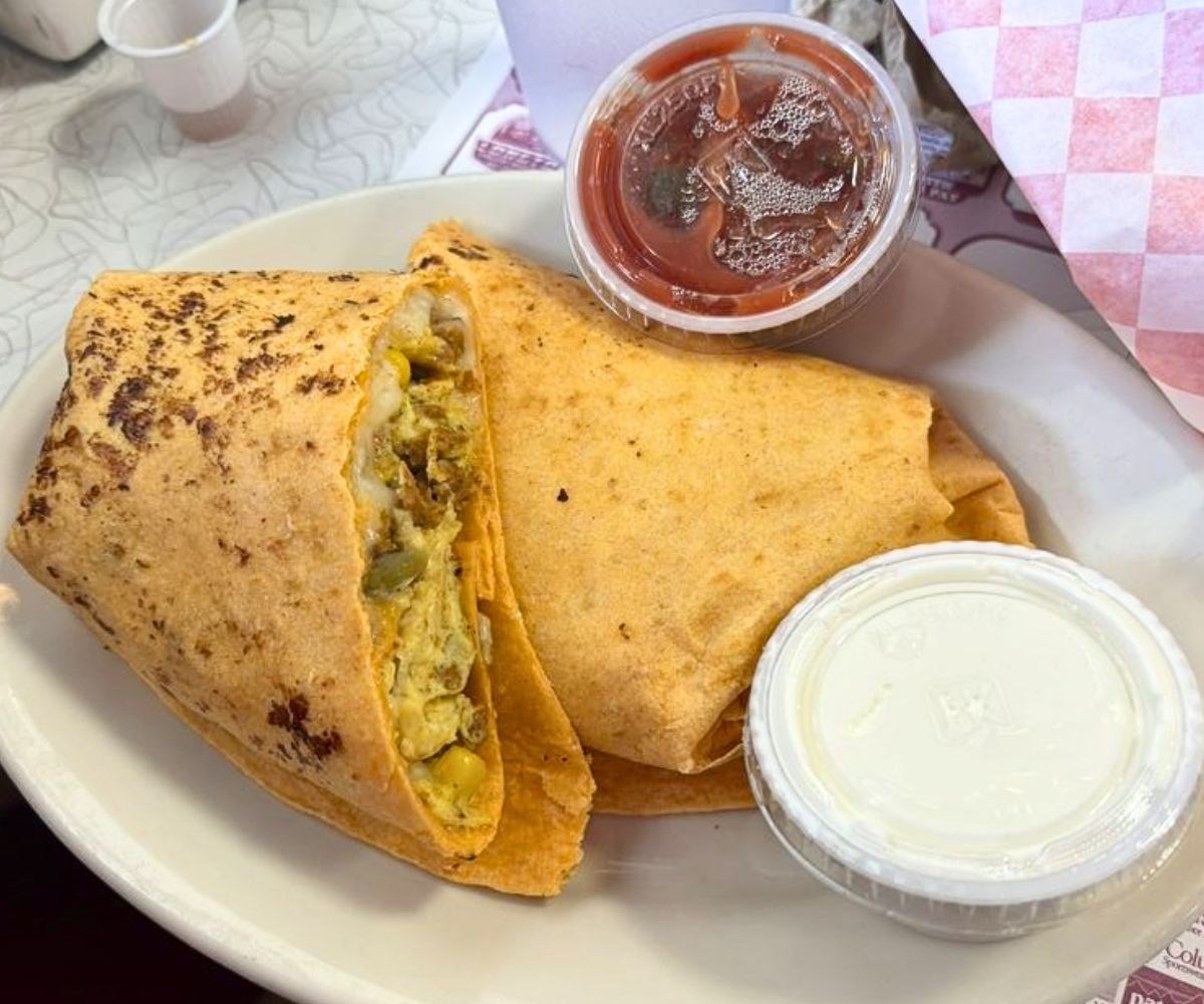 breakfast burrito at Four Aces Diner in West Lebanon, NH