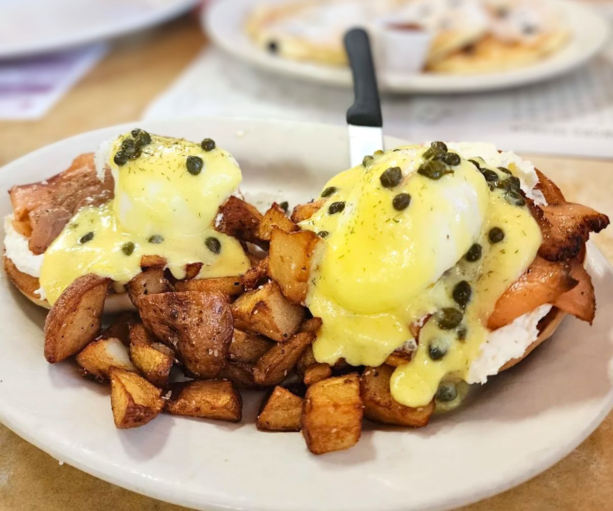 eggs benedict at Four Aces Diner in West Lebanon, New Hampshire