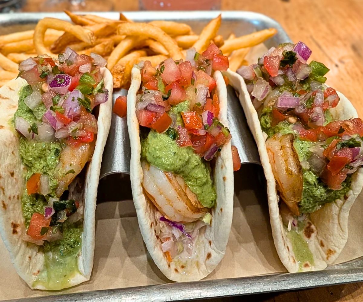 shrimp tacos at La Crosse Distilling Co. in La Crosse, WI
