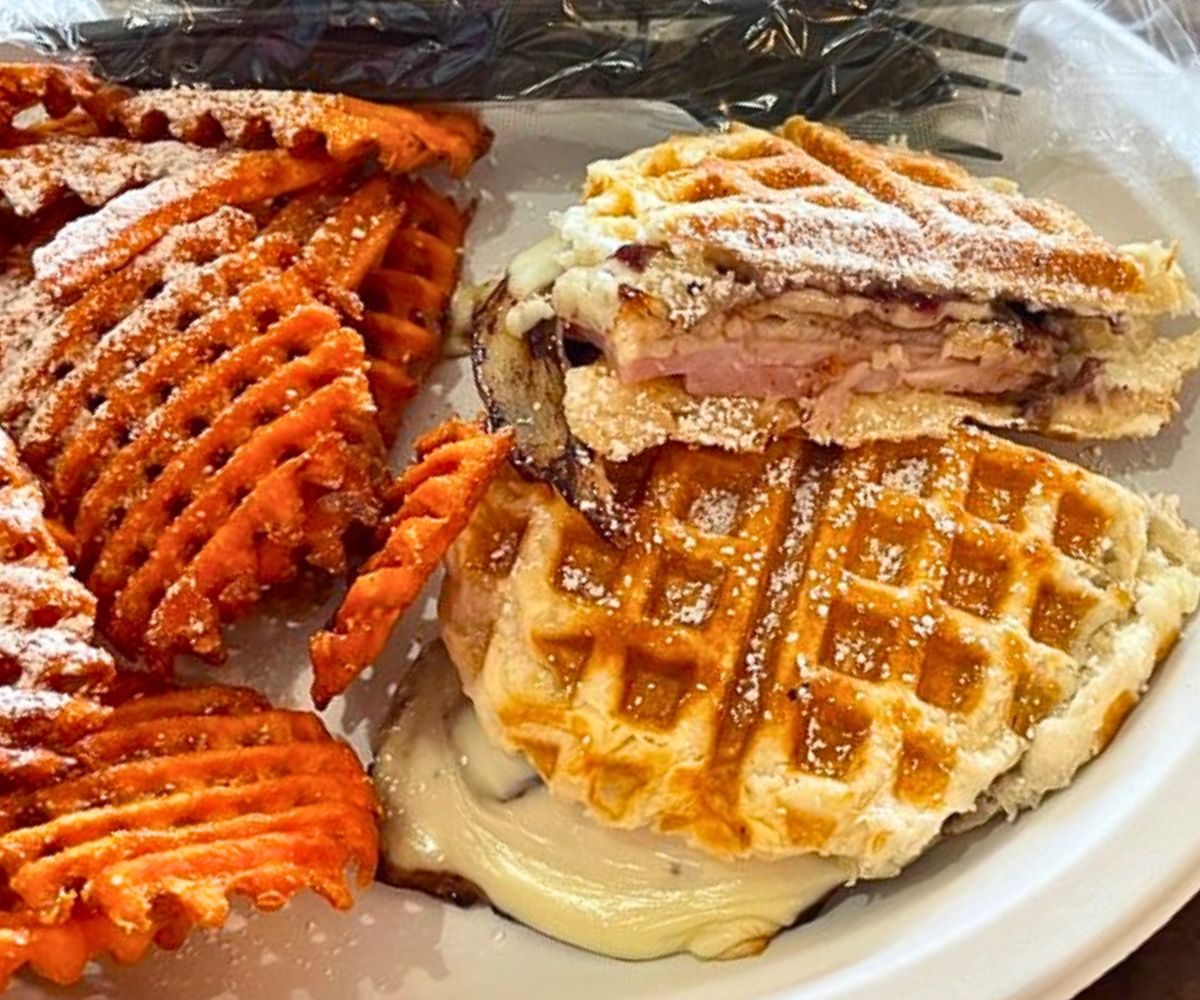 Monte Cristo Waffle at Le Bistreaux in Alexandria, Louisiana