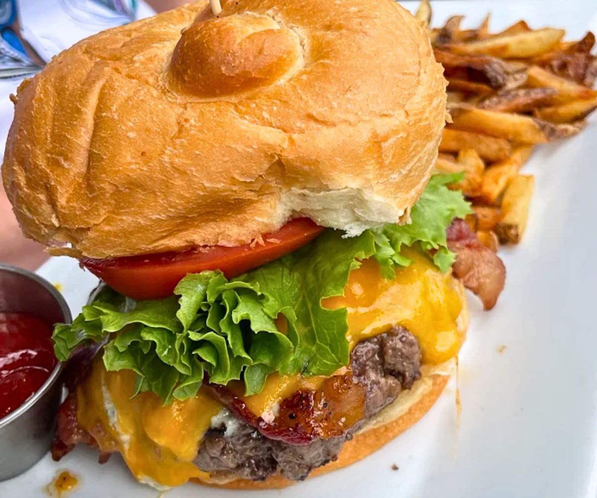 burger at The Fork n Cork in Wilmington, North Carolina