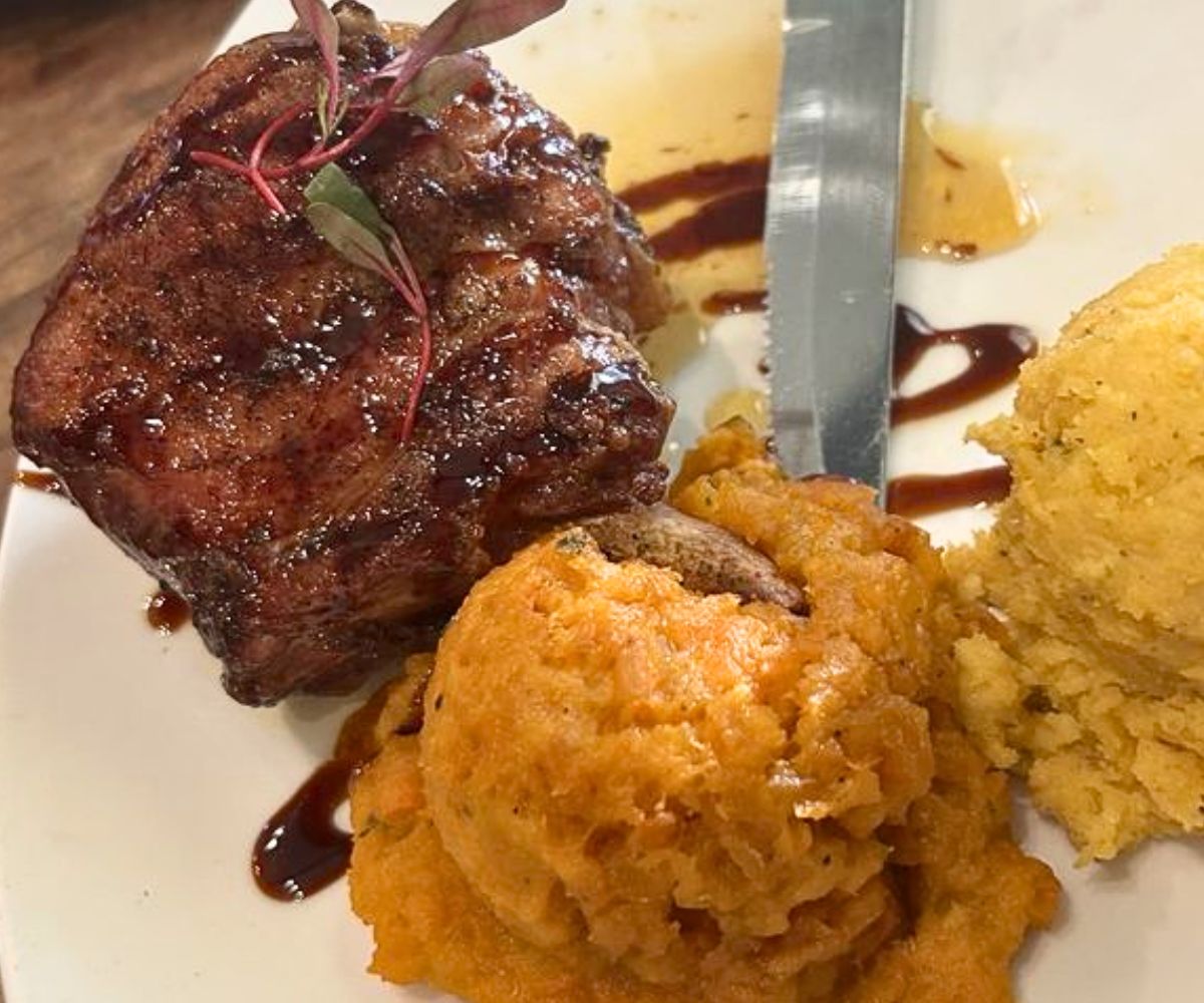 Boudin Stuffed Pork Chop at Bon Temps Grill in Lafayette, LA