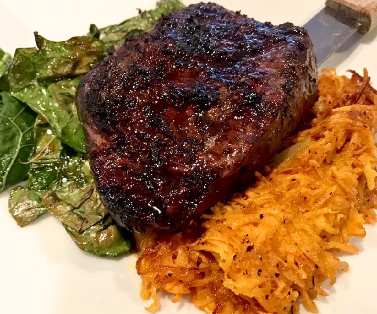 Coffee Rubbed New York Strip Steak Plate at Vagabond Kitchen in Wheeling, WV