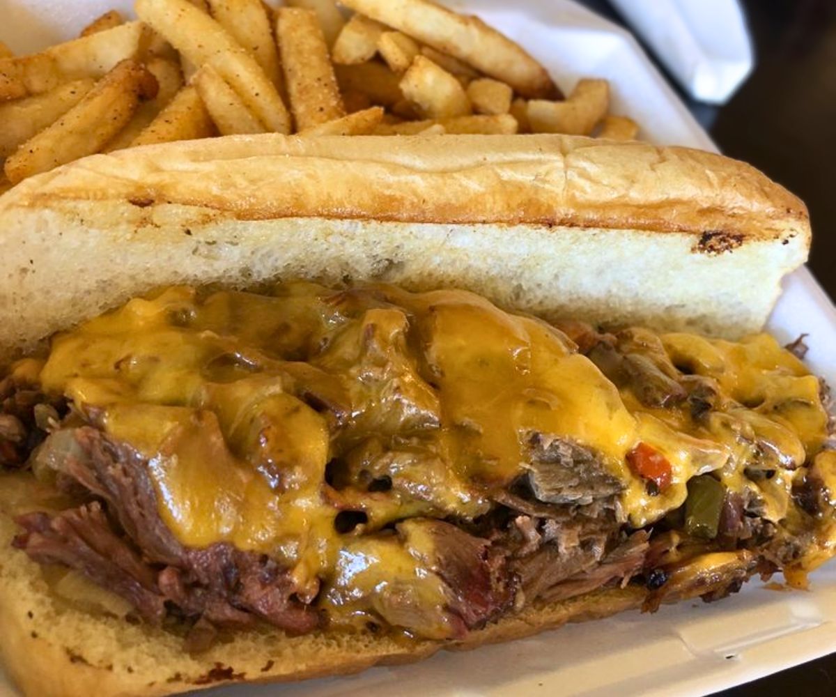 Philly Cheese Brisket at The Prime Smokehouse in Rocky Mount, North Carolina
