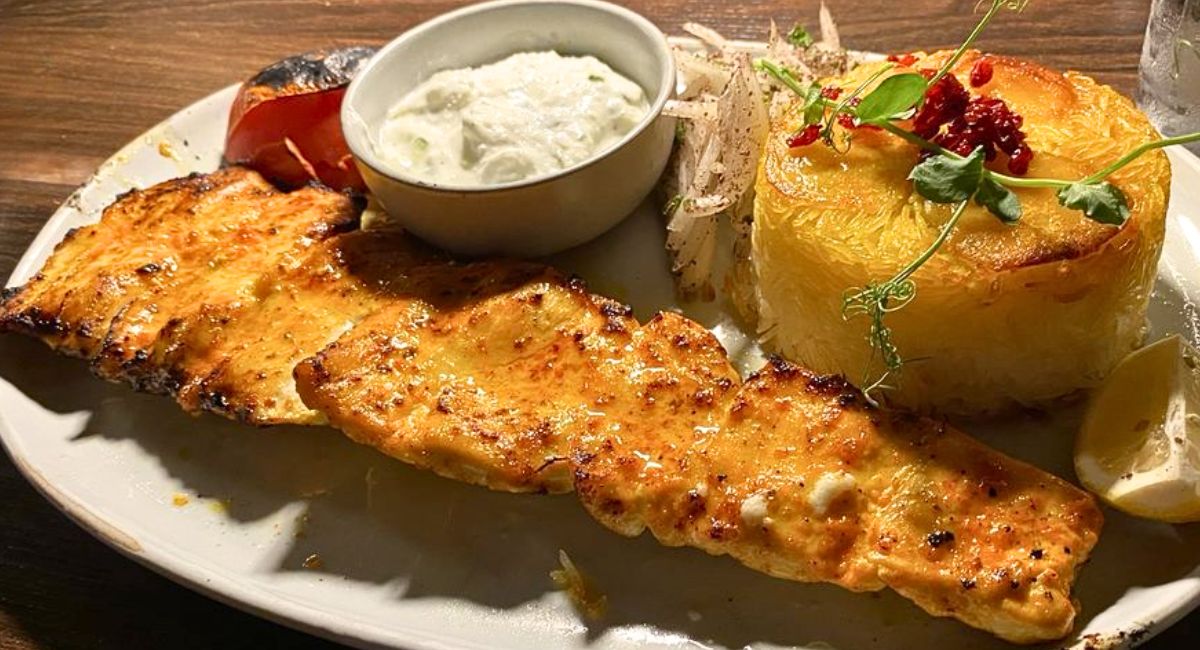 Saffron Chicken Barg at Persian Basket Kitchen & Bar in Johns Creek, Georgia