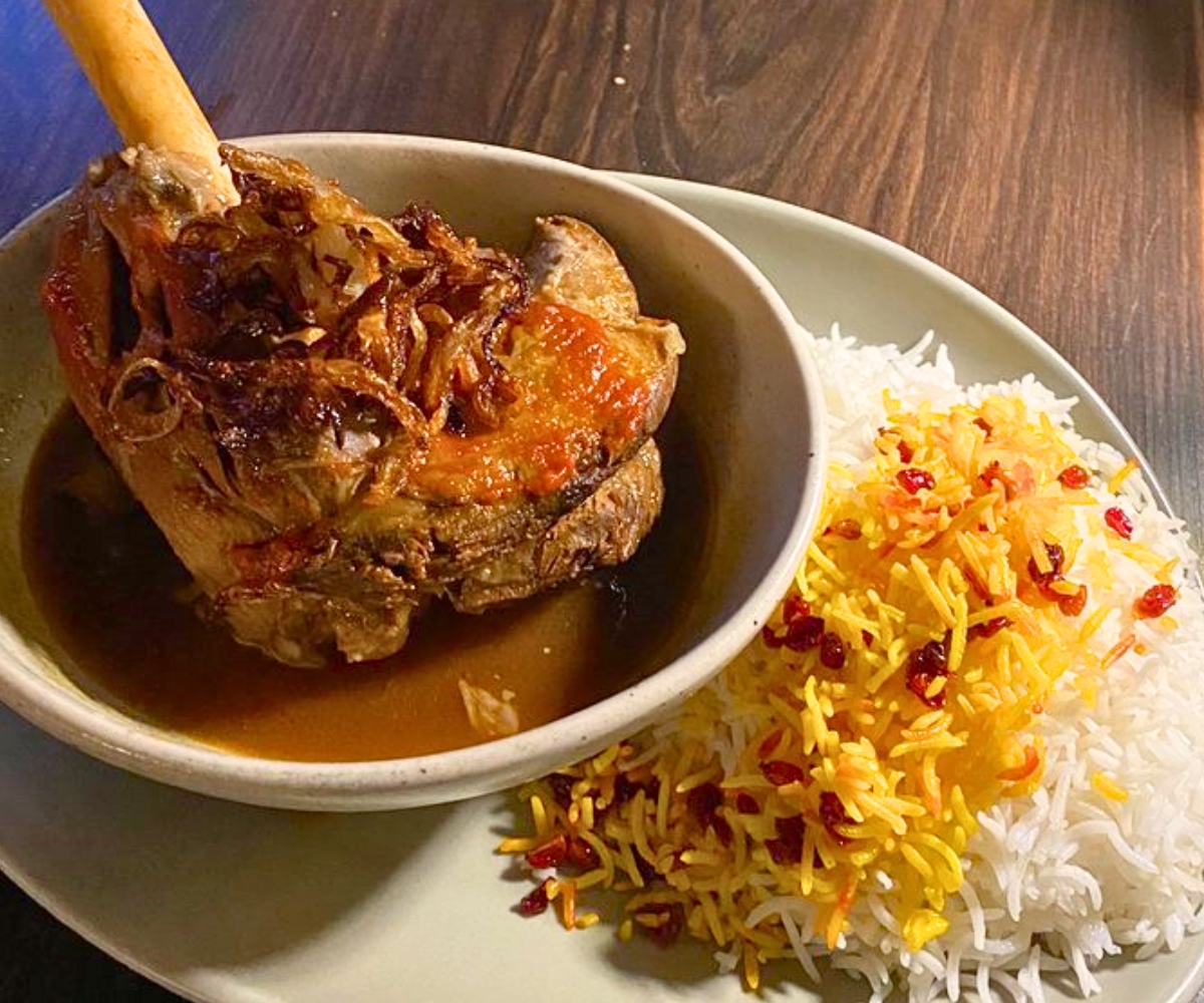Slow-Cooked Lamb Shank at Persian Basket Kitchen & Bar in Johns Creek, GA