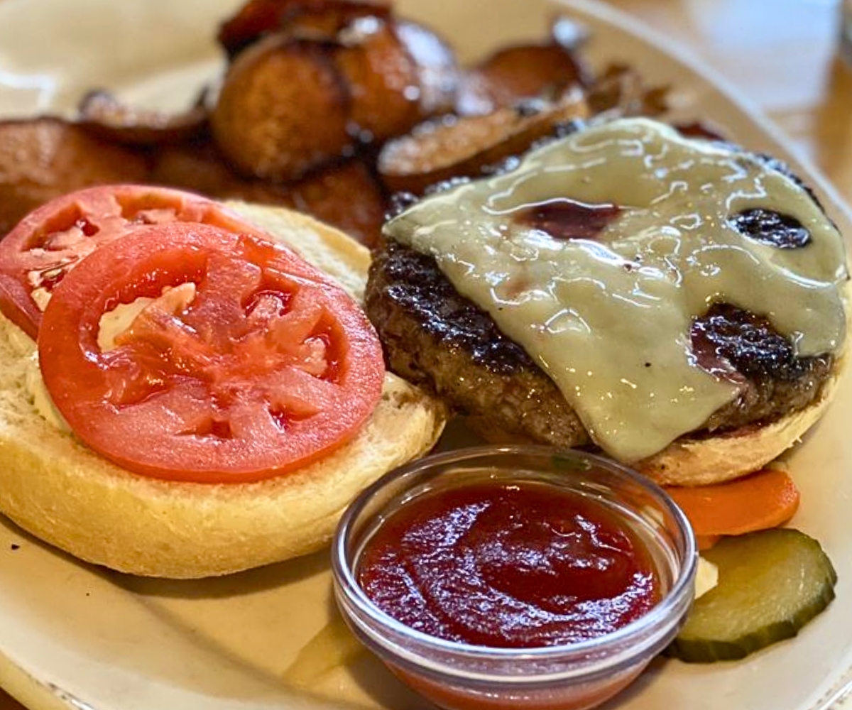Mountain Jim Burger at Bird & Jim in Estes Park, Colorado