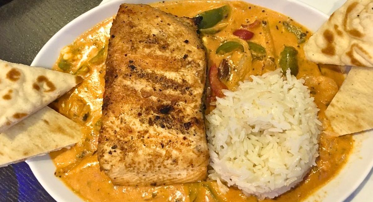 Shrimp Saganaki with salmon at Anna's Restaurant in Bowling Green, Kentucky
