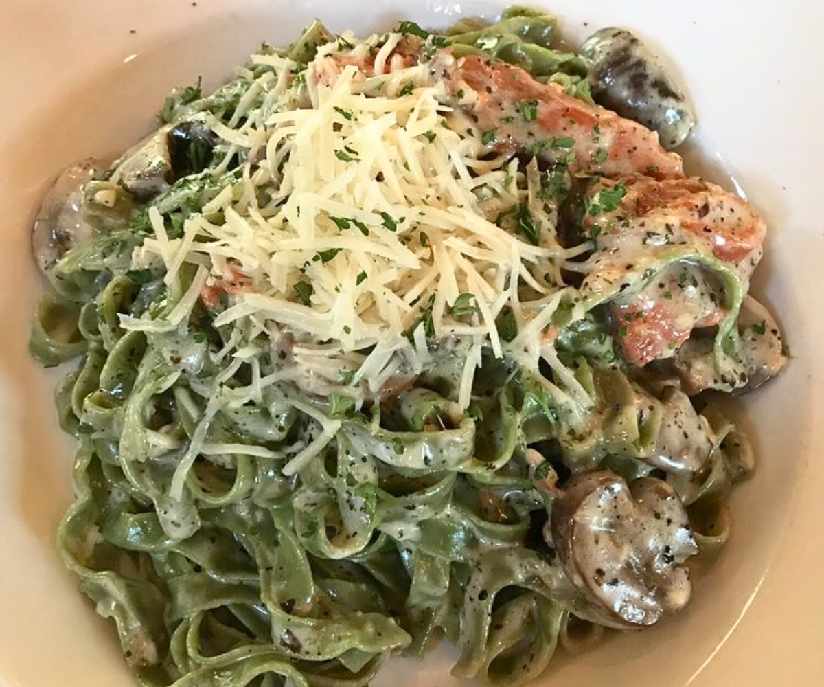 Smoked Salmon Alfredo at Placido's Pasta Shop in Eugene, Oregon